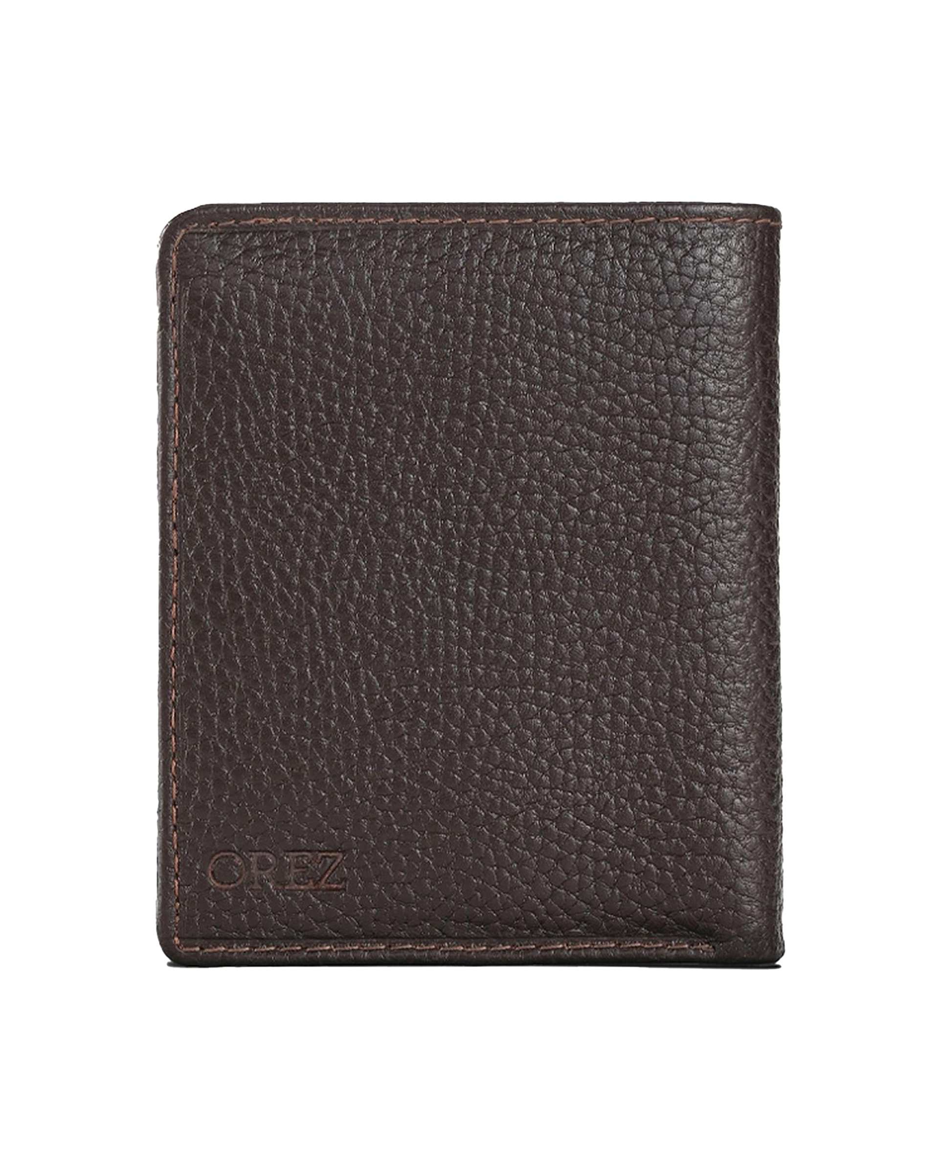 کیف پول چرم طبیعی مردانه فلوتر قهوهای اورز Orez مدل LISBONکد BFB113