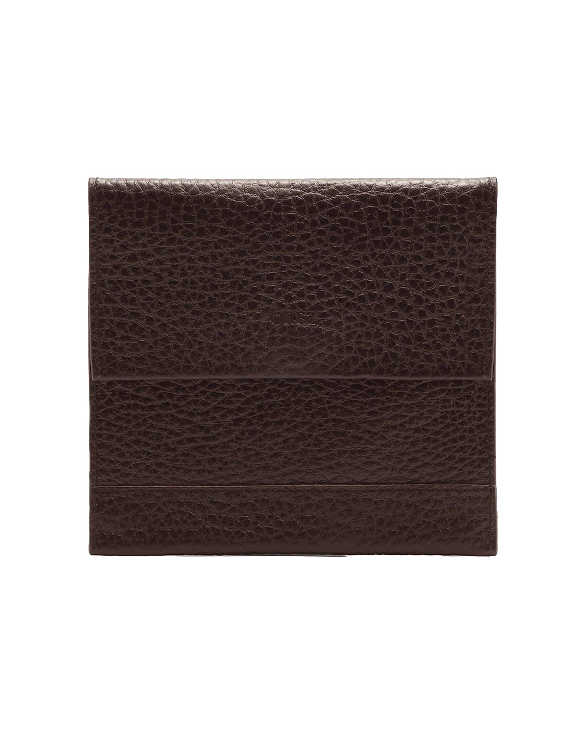 کیف گردنی چرم طبیعی فلوتر قهوهای تیره اورز Orez مدل MARKOکد LNB103