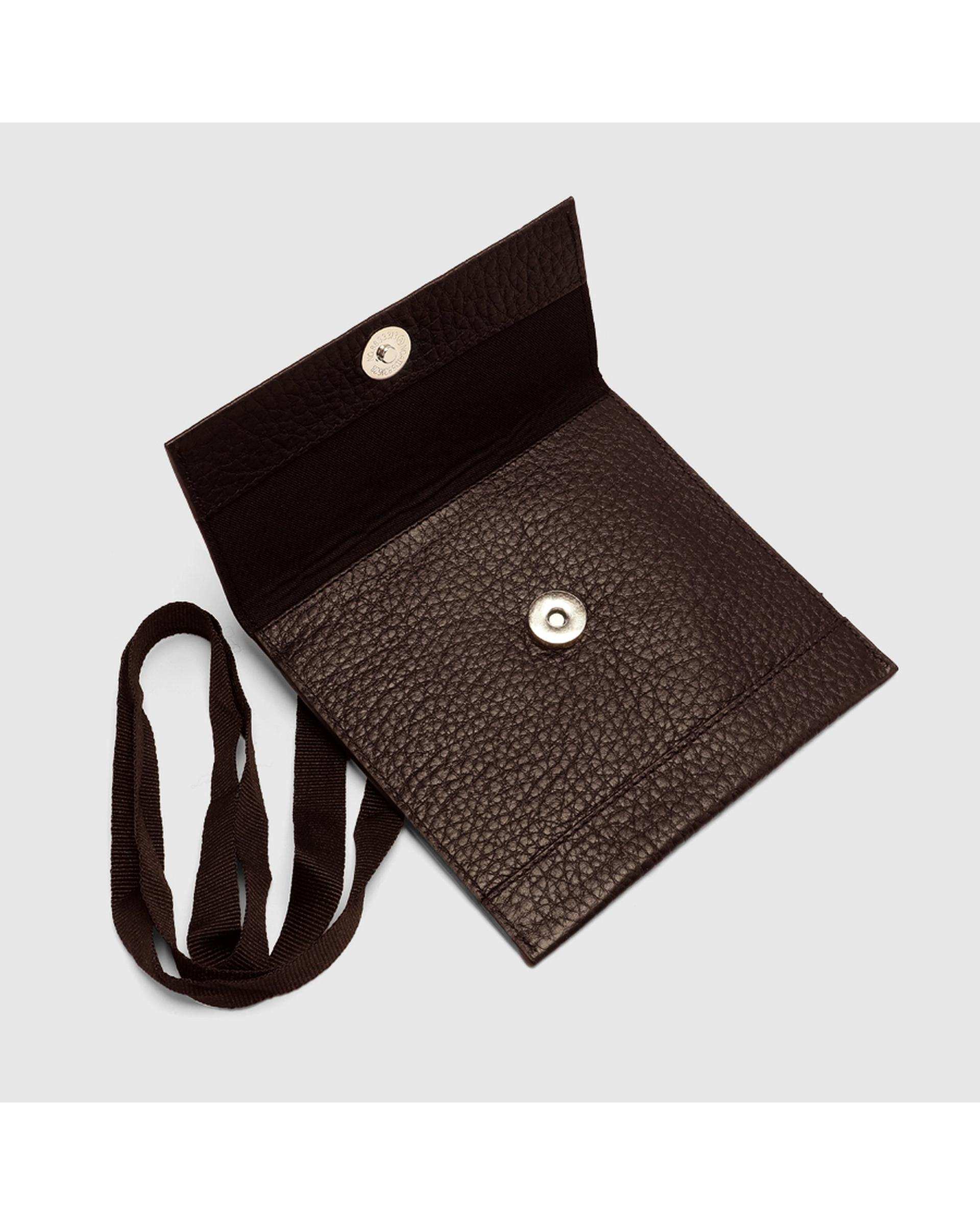 کیف گردنی چرم طبیعی فلوتر قهوهای تیره اورز Orez مدل MARKOکد LNB103