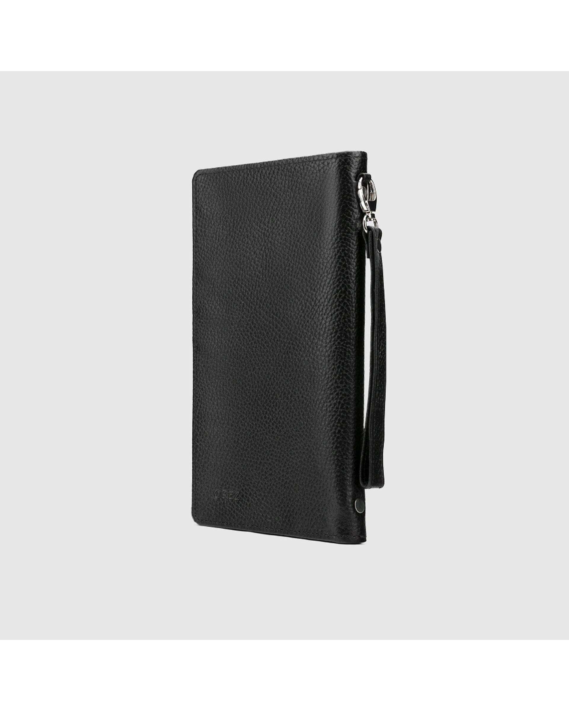 کیف پول چرم طبیعی مردانه فلوتر مشکی اورز Orez مدل RAVENکد BDH109