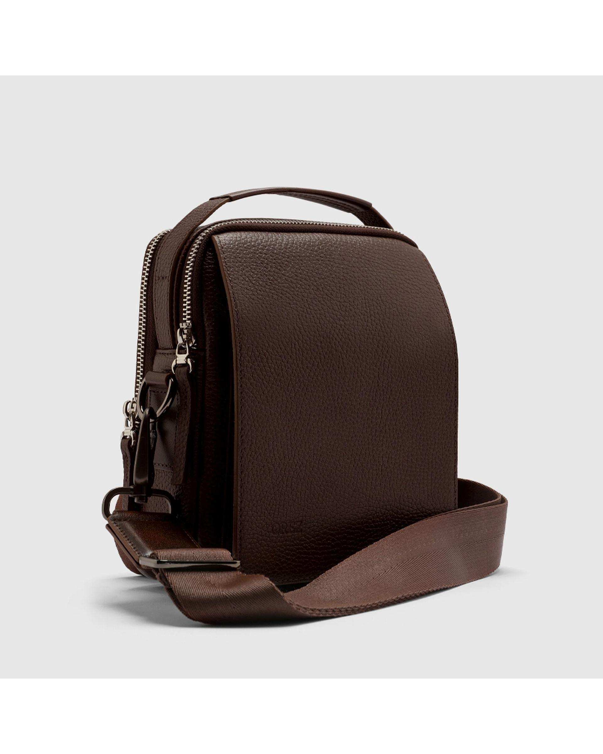 کراس بادی چرم  مردانه فلوتر قهوه ای اورز Orez مدل SKOVDEکد CMB118