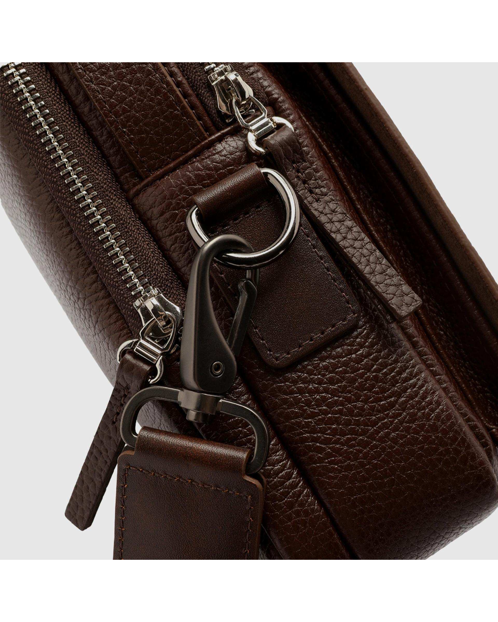 کراس بادی چرم  مردانه فلوتر قهوه ای اورز Orez مدل SKOVDEکد CMB118