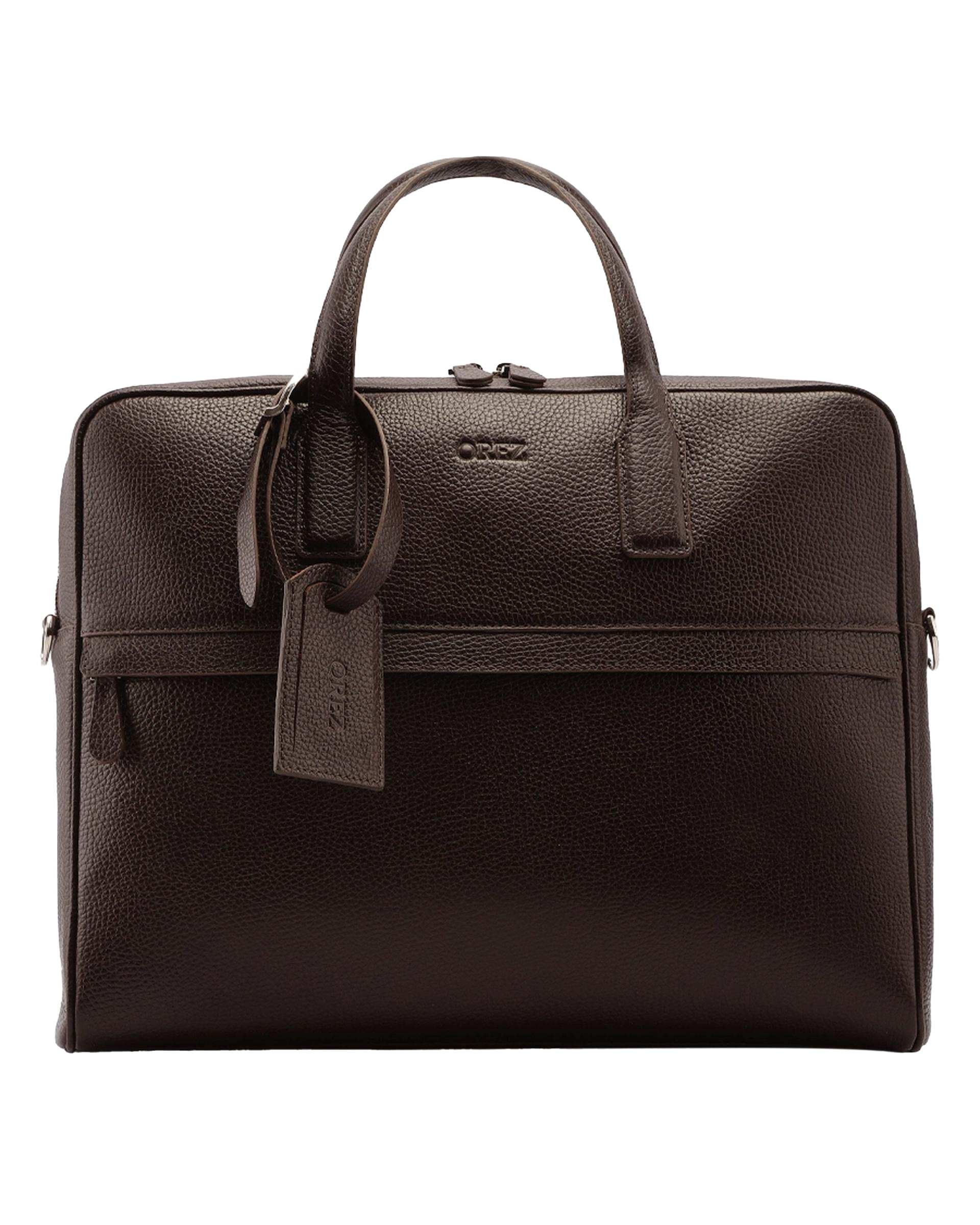 کیف اداری چرم طبیعی مردانه فلوتر قهوه ای اورز Orez مدل STOCKHOLMکد BMB128