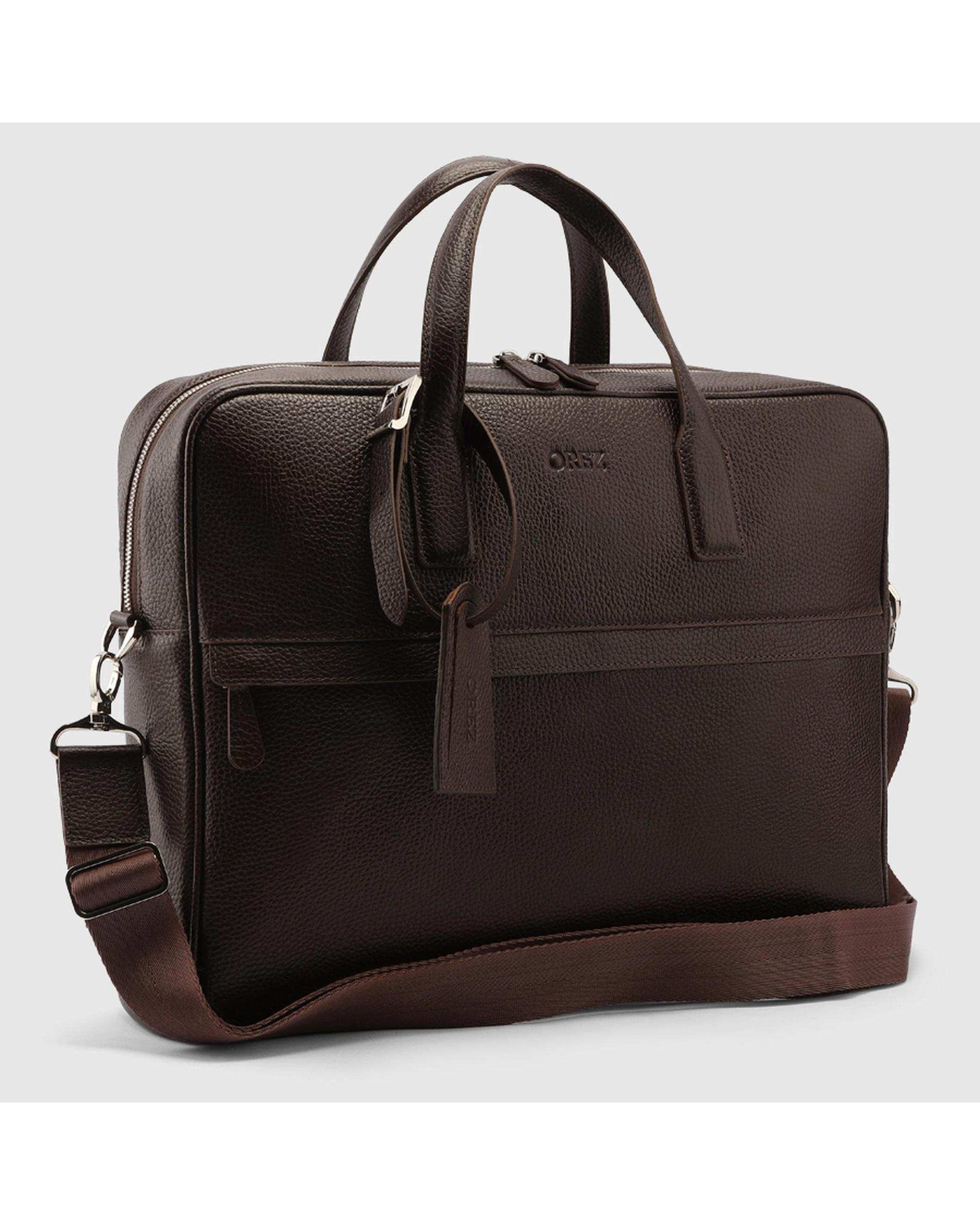 کیف اداری چرم طبیعی مردانه فلوتر قهوه ای اورز Orez مدل STOCKHOLMکد BMB128