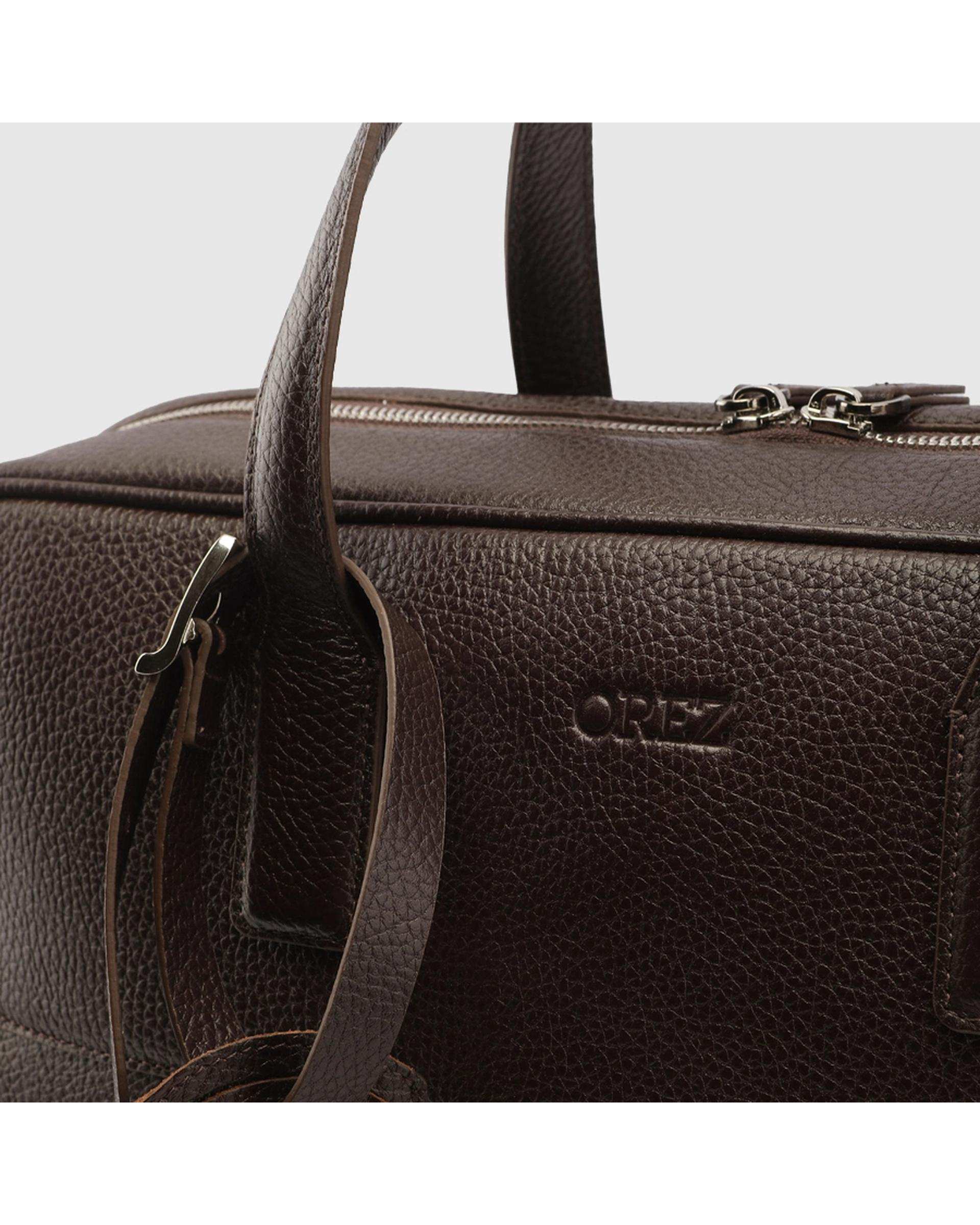 کیف اداری چرم طبیعی مردانه فلوتر قهوه ای اورز Orez مدل STOCKHOLMکد BMB128