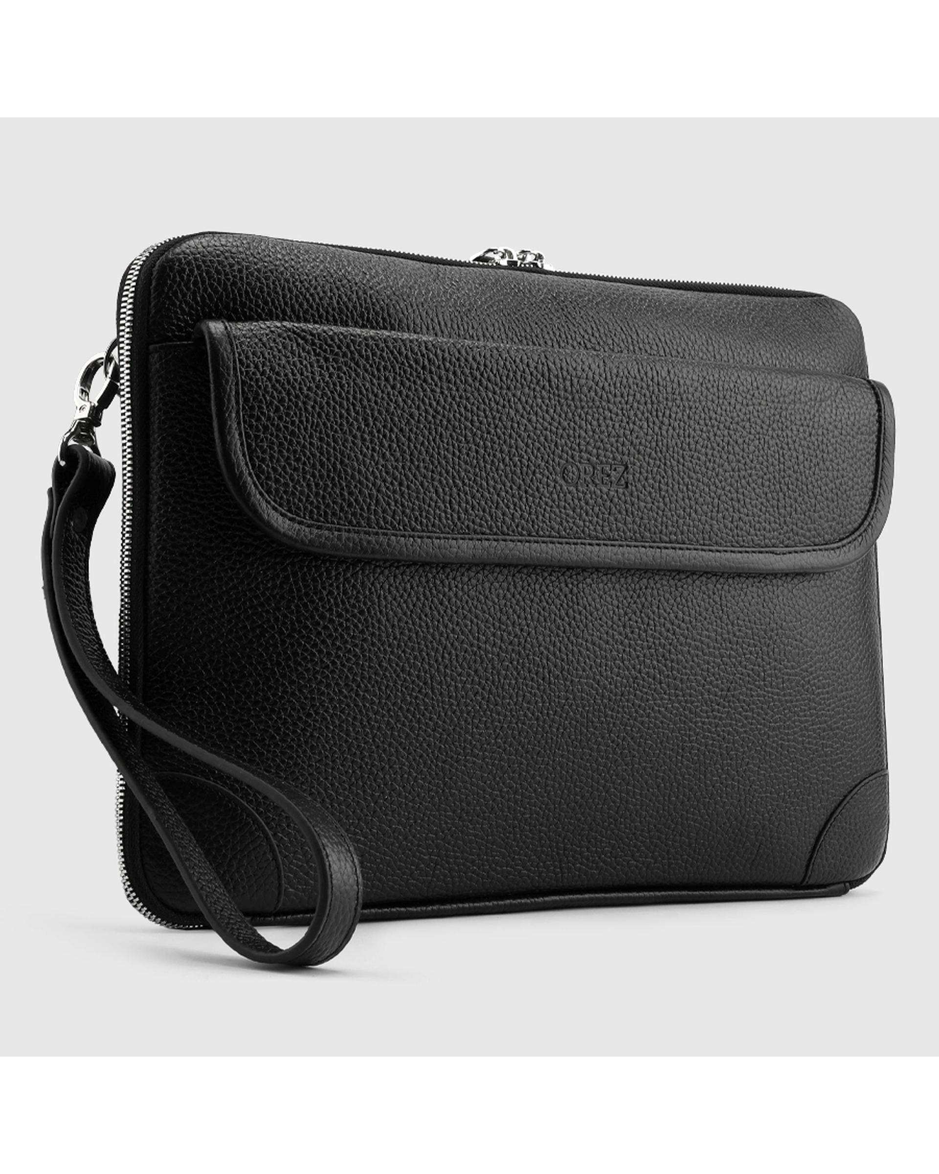 کیف فولدر چرم طبیعی فلوتر مشکی اورز Orez مدل VALENCIAکد LDF110