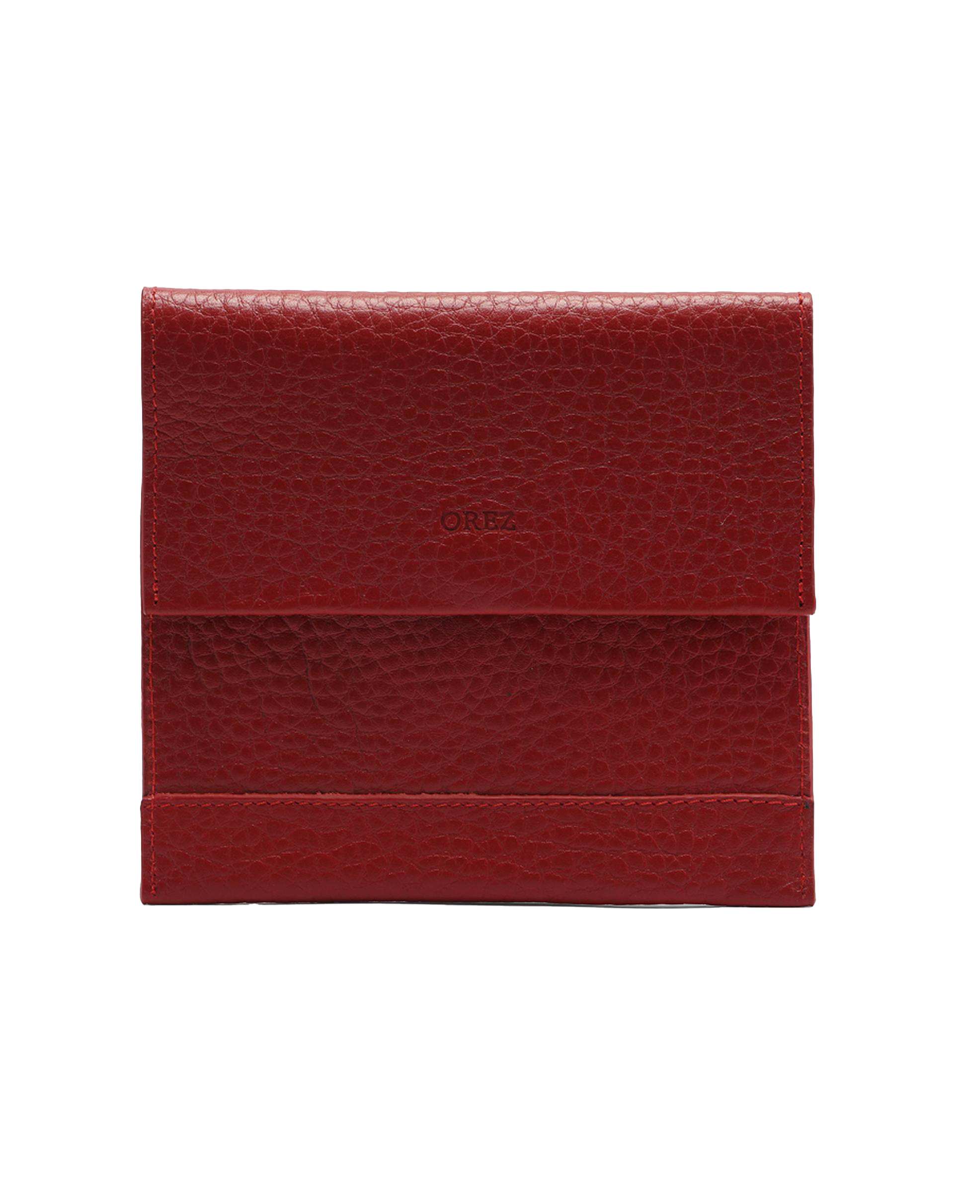 کیف گردنی چرم طبیعی فلوتر چاپی 27 (فلوتر درشت) قرمز اورز Orez مدل MARKOکد LNB103