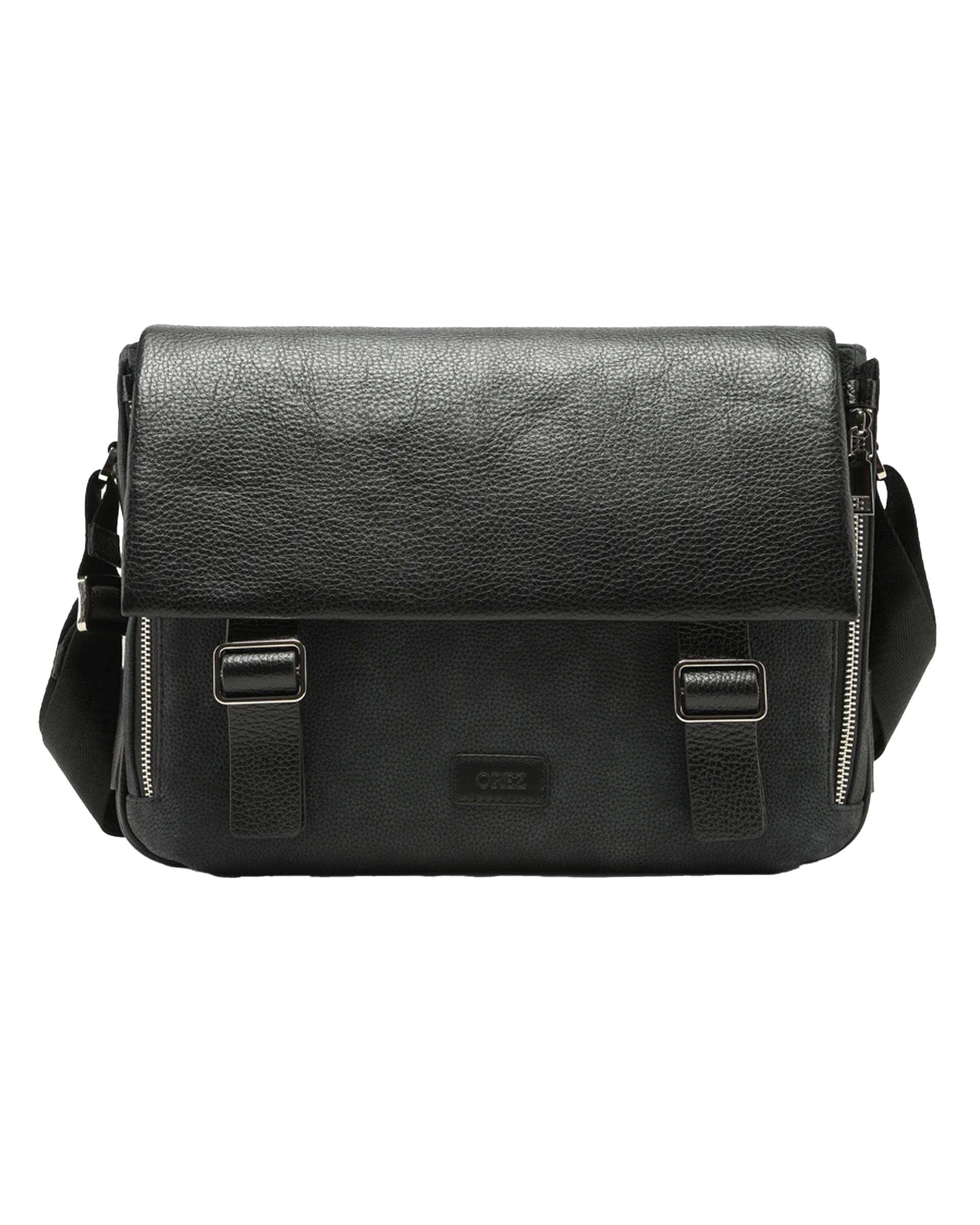 کراس بادی چرم  مردانه فلوتر حریر مشکی دودی اورز Orez مدل MANCHESTERکد CMB115