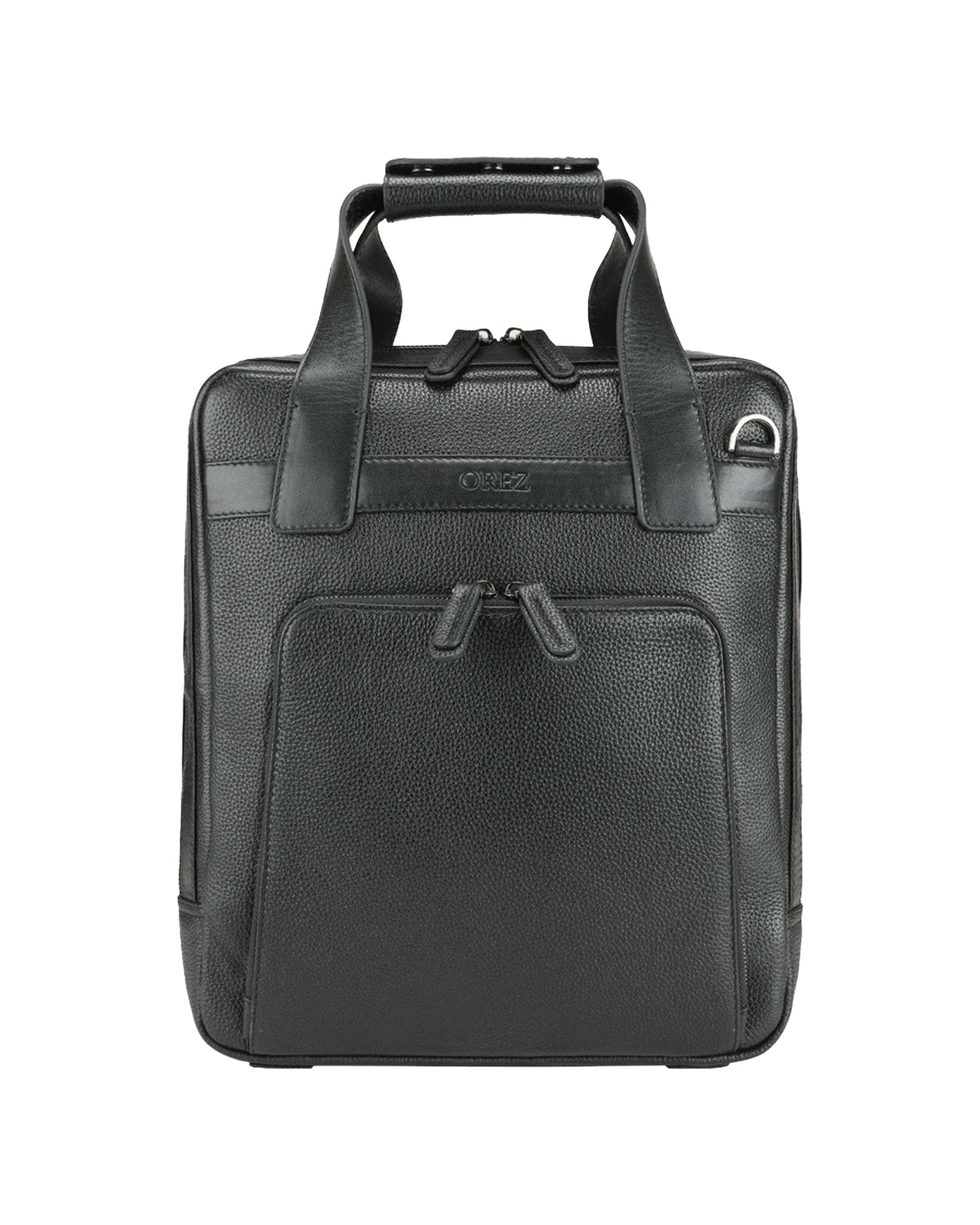 کیف اداری چرم طبیعی مردانه فلوتر ناپا میلینگ مشکی اورز Orez مدل LEON SATCHELکد SMB101