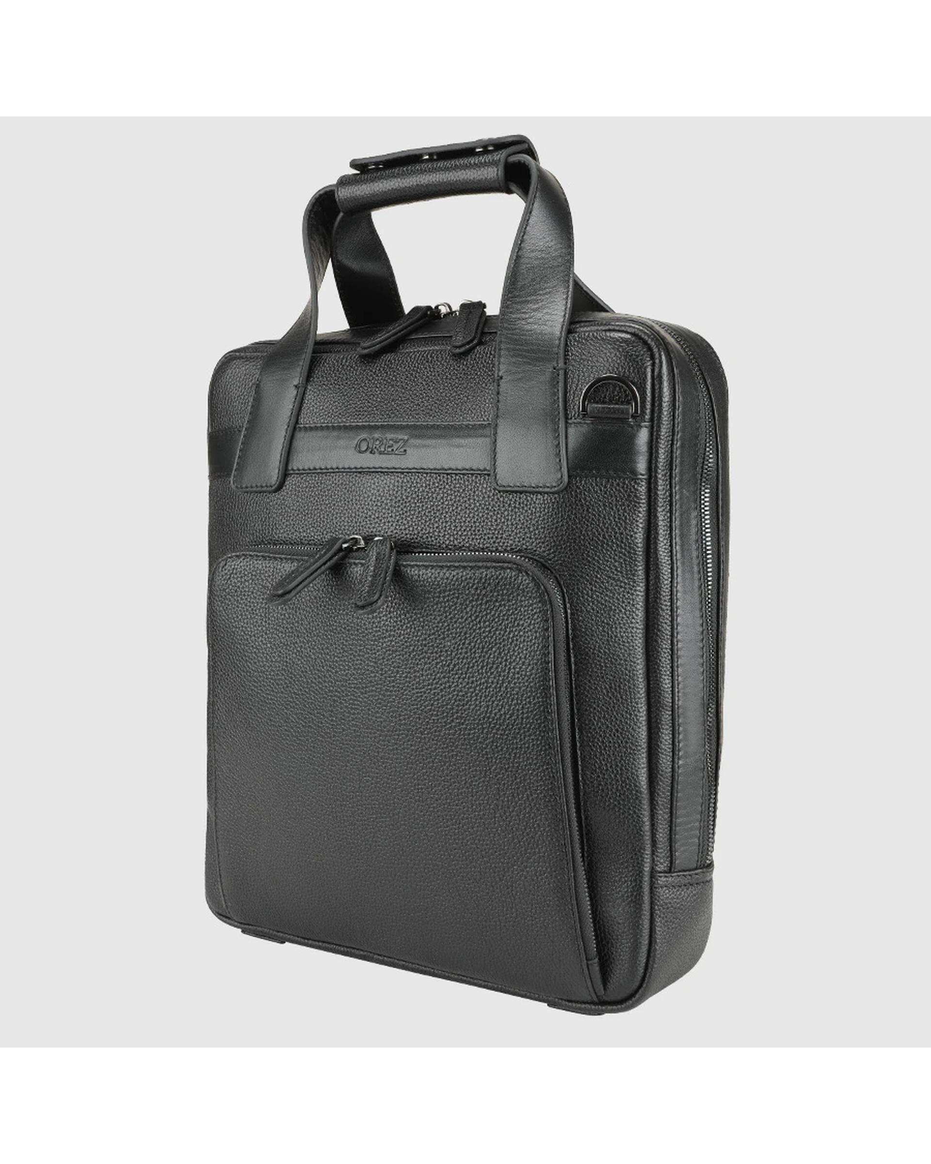 کیف اداری چرم طبیعی مردانه فلوتر ناپا میلینگ مشکی اورز Orez مدل LEON SATCHELکد SMB101