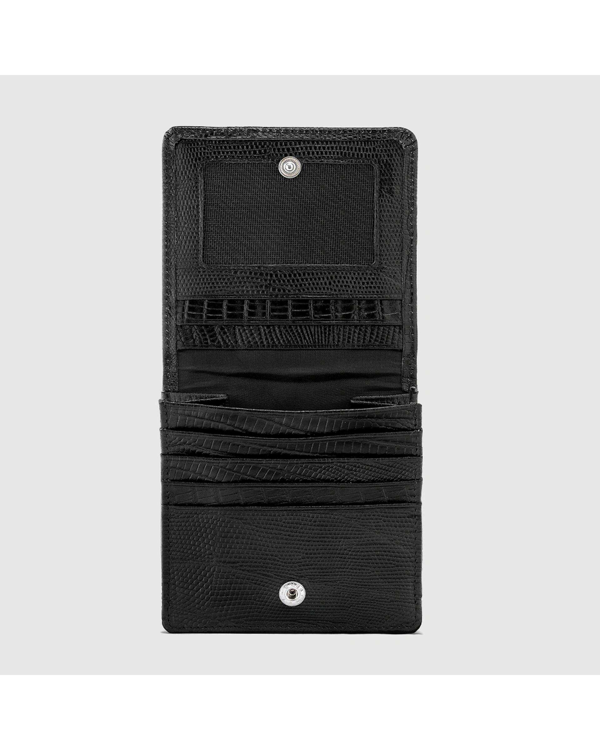 کیف پول چرم طبیعی مردانه لیزارد مشکی اورز Orez مدل COOPERکد BFB115