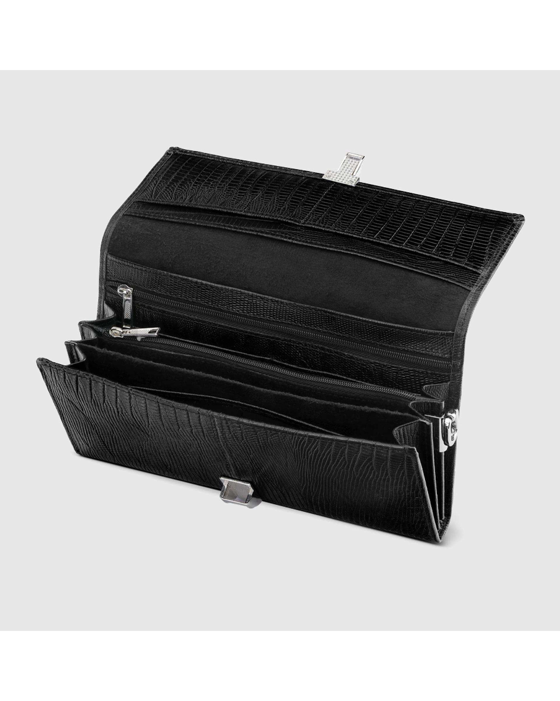 کیف دستی چرم طبیعی مردانه لیزارد مشکی اورز Orez مدل DALLASکد MHB109