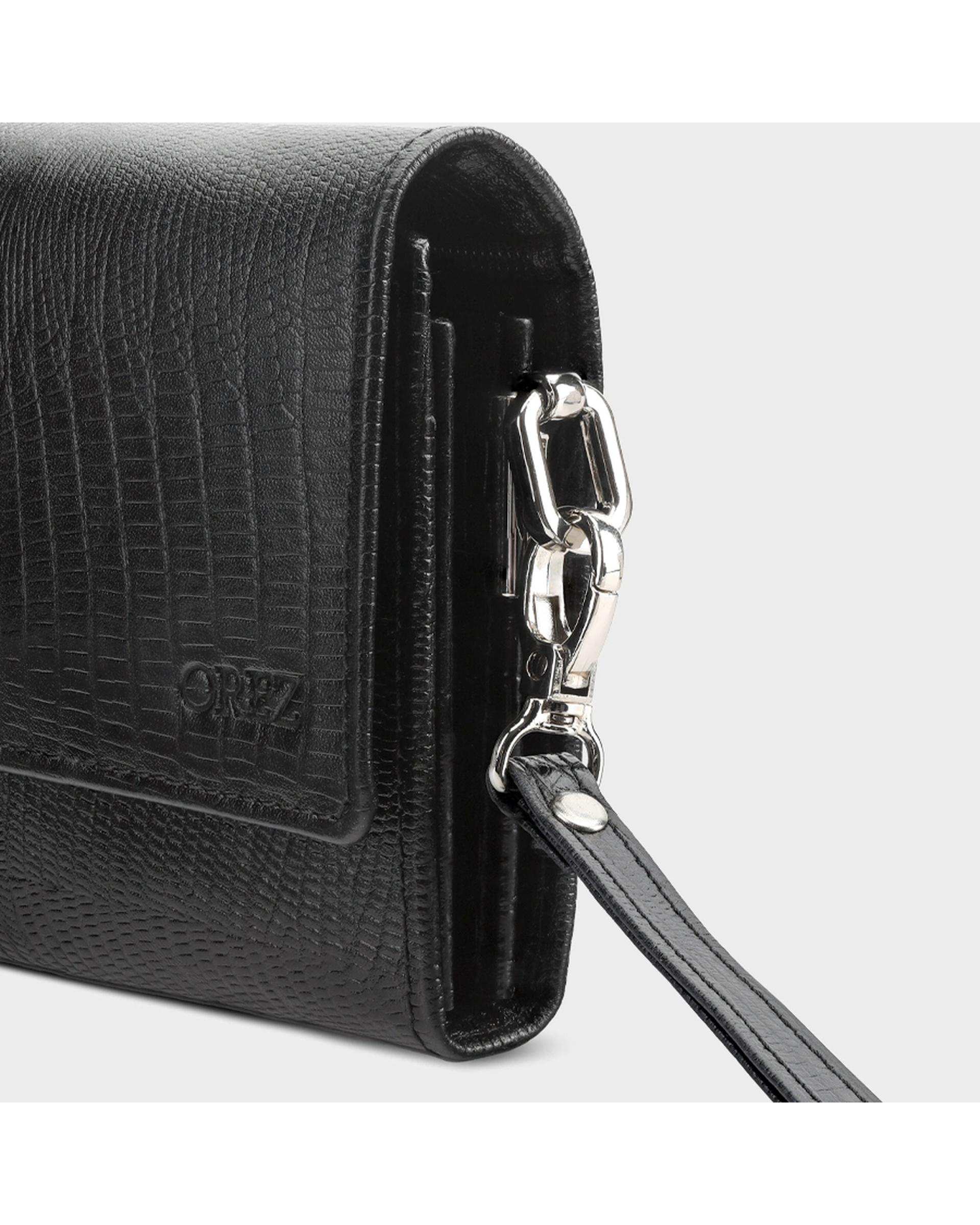 کیف دستی چرم طبیعی مردانه لیزارد مشکی اورز Orez مدل DALLASکد MHB109