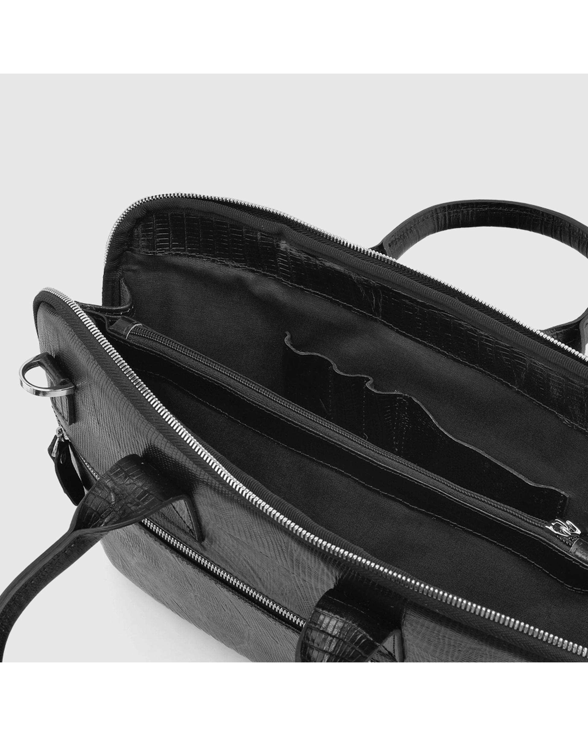 کیف اداری چرم طبیعی مردانه لیزارد مشکی اورز Orez مدل DOMINICکد BUB104