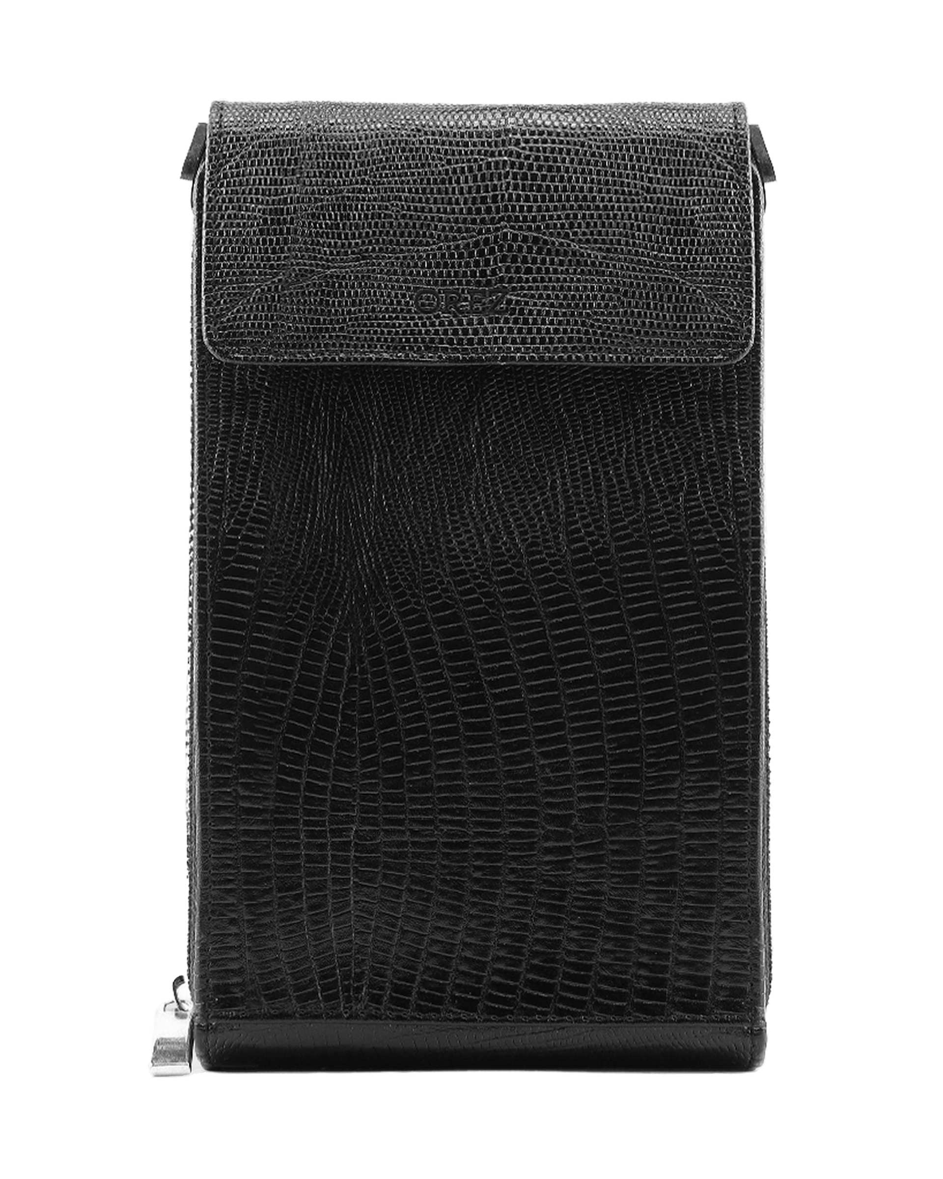 کراس بادی چرم  مردانه لیزارد مشکی اورز Orez مدل DORIANکد CMB119