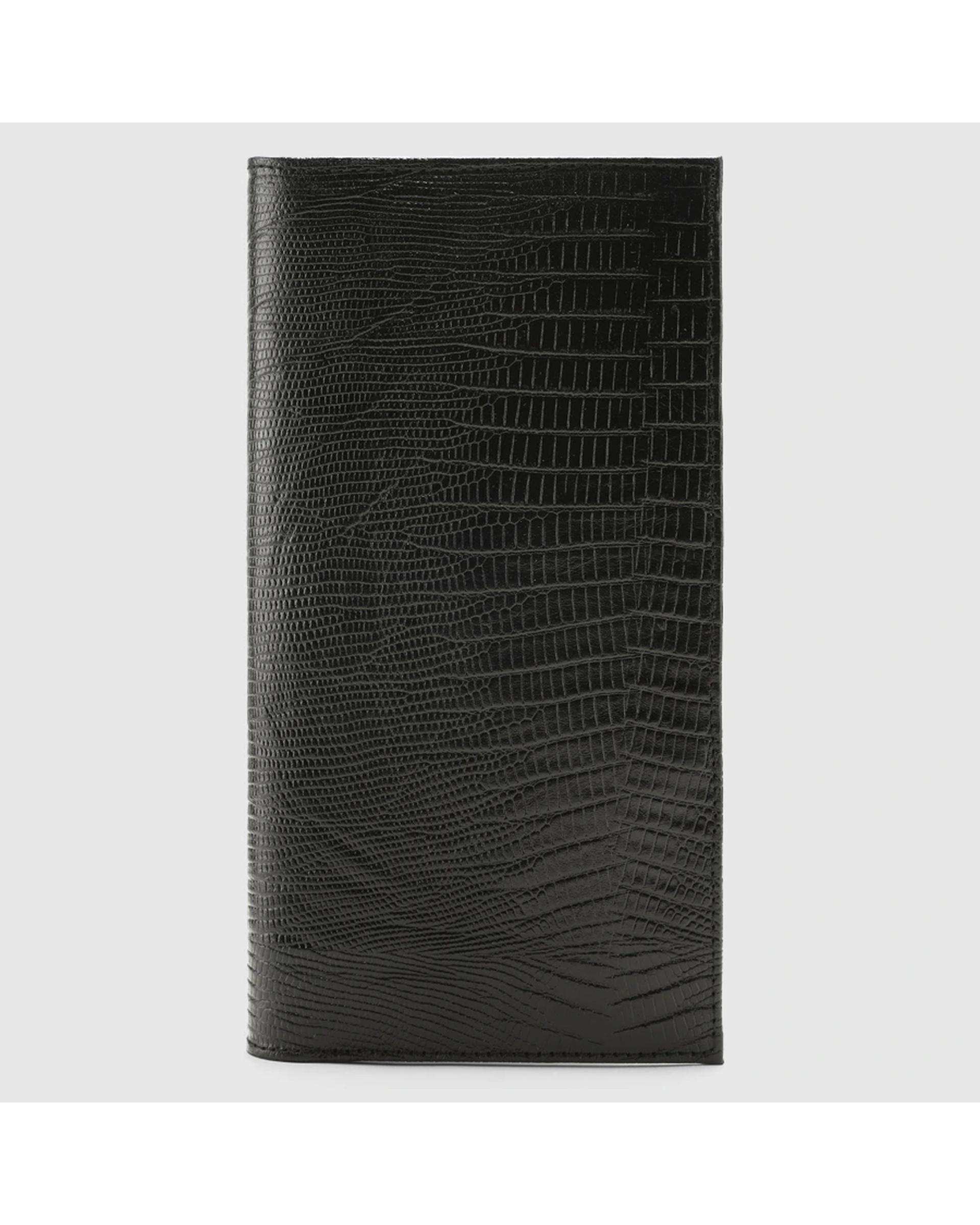 کیف پول چرم طبیعی مردانه لیزارد مشکی اورز Orez مدل PORTOکد WAB108