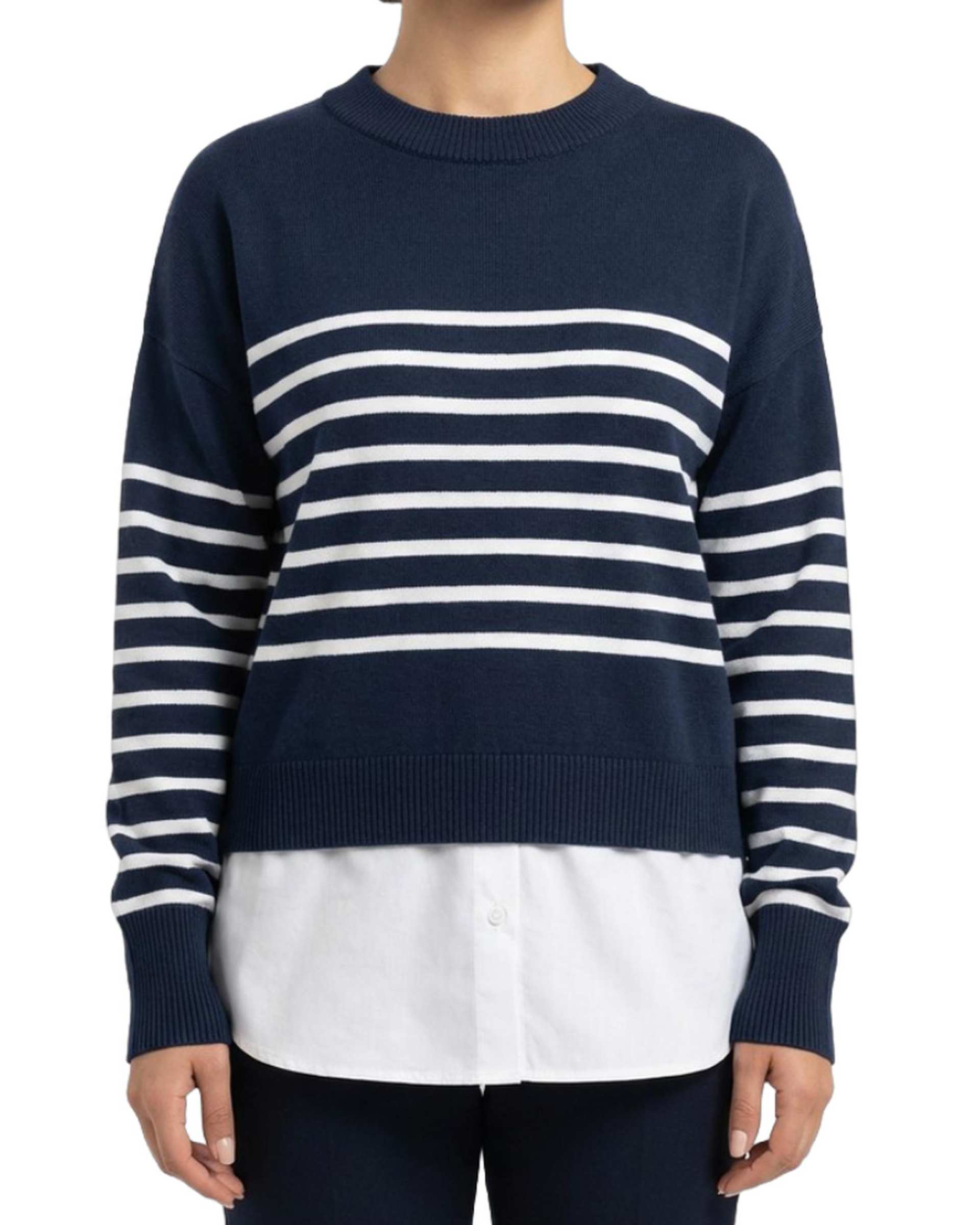 بلوز بافت زنانه سرمه ای سرژه Serge کد 225180