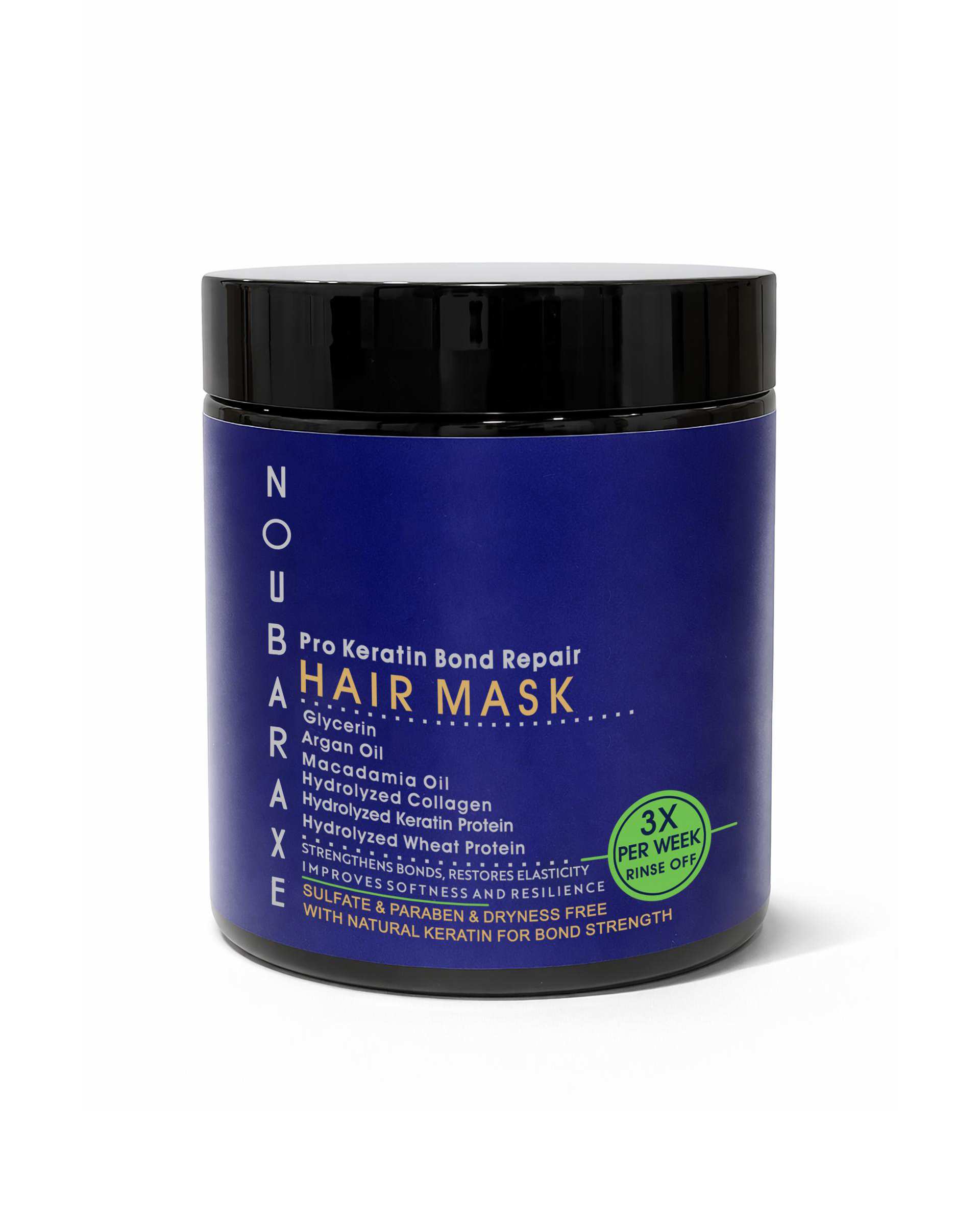 ماسک مو بدون سولفات با آبکشی نوبارکس Noubaraxe مدل Pro Keratin Bond Repair مناسب موهای آسیب دیده حجم 500ml