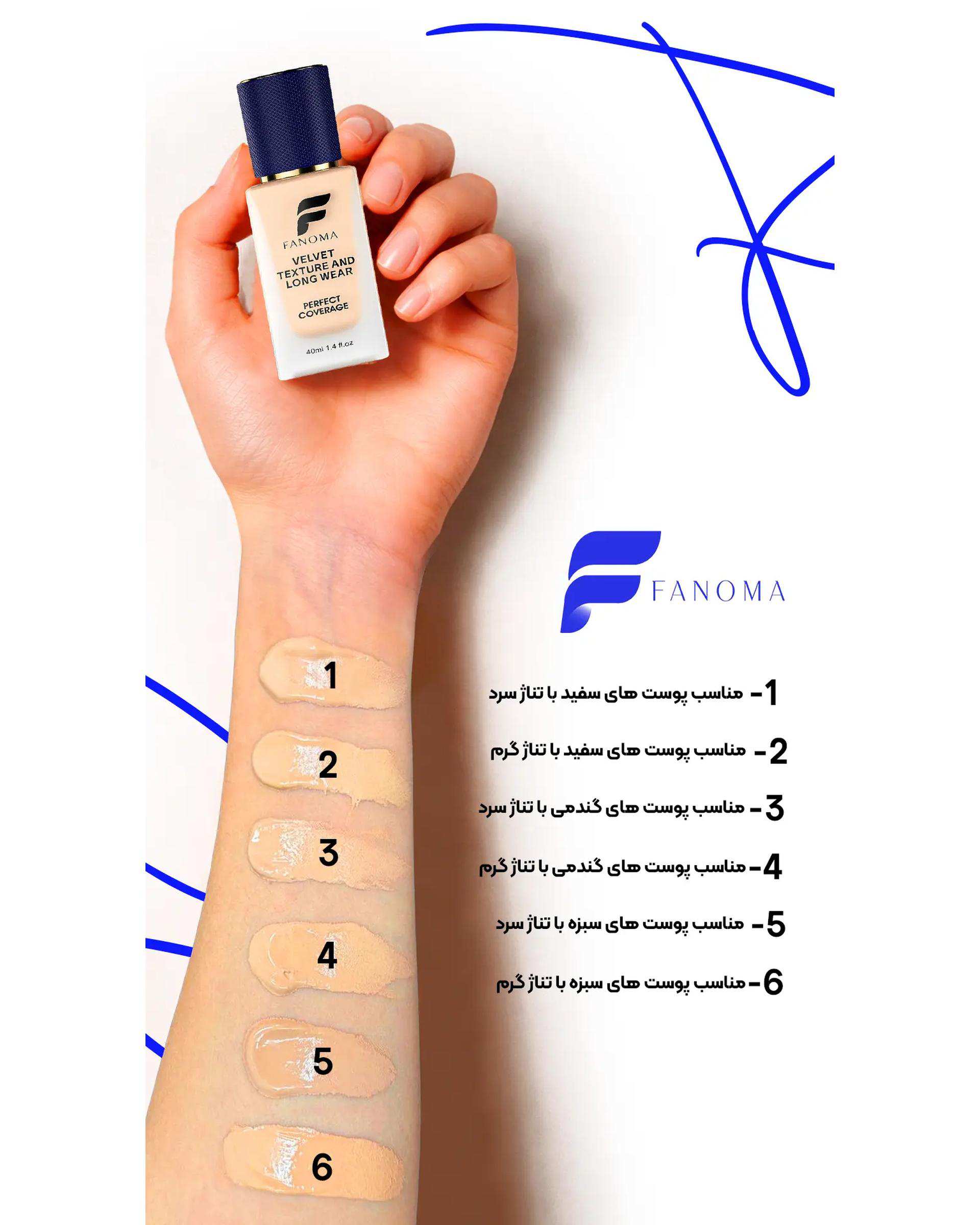 کرم پودر مات و مخملی دارای SPF15 فانوما Fanoma مدل Perfect Coverage مناسب برای انواع پوست شماره 03 حجم 40ml