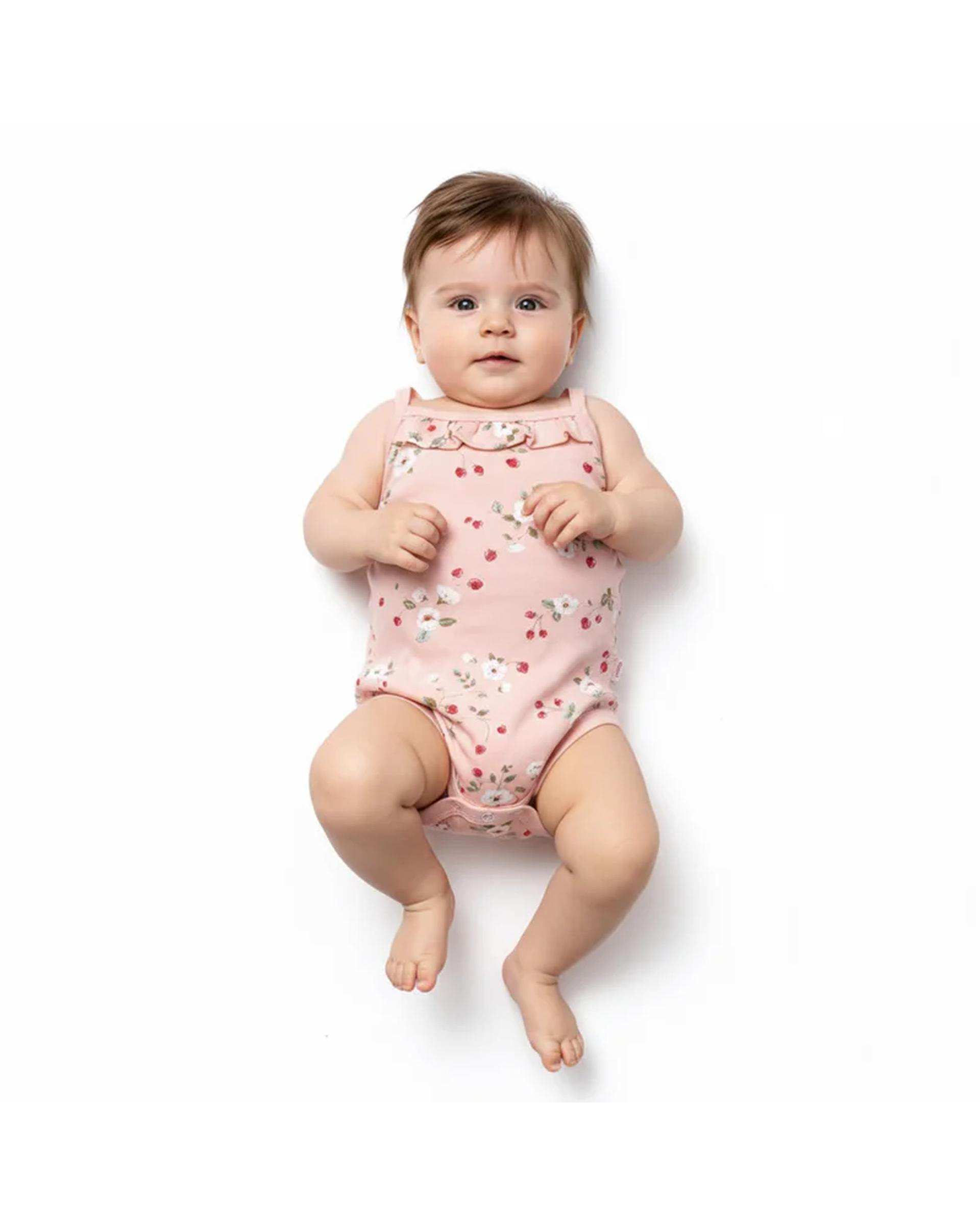 تاپ زیر دکمه دار نوزادی دخترانه صورتی آدمک Adamak مدل توت فرنگی کد 3914001