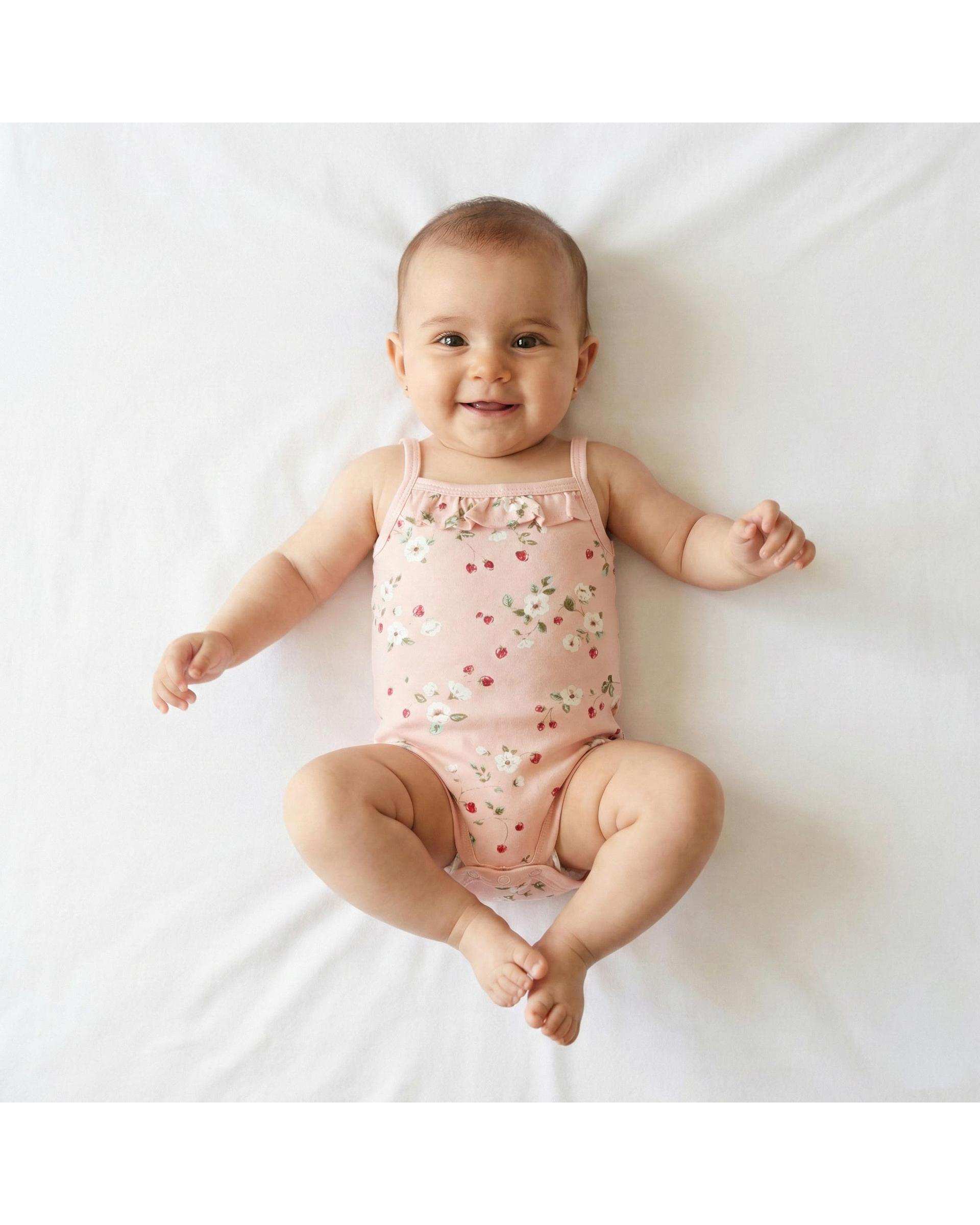 تاپ زیر دکمه دار نوزادی دخترانه صورتی آدمک Adamak مدل توت فرنگی کد 3914001