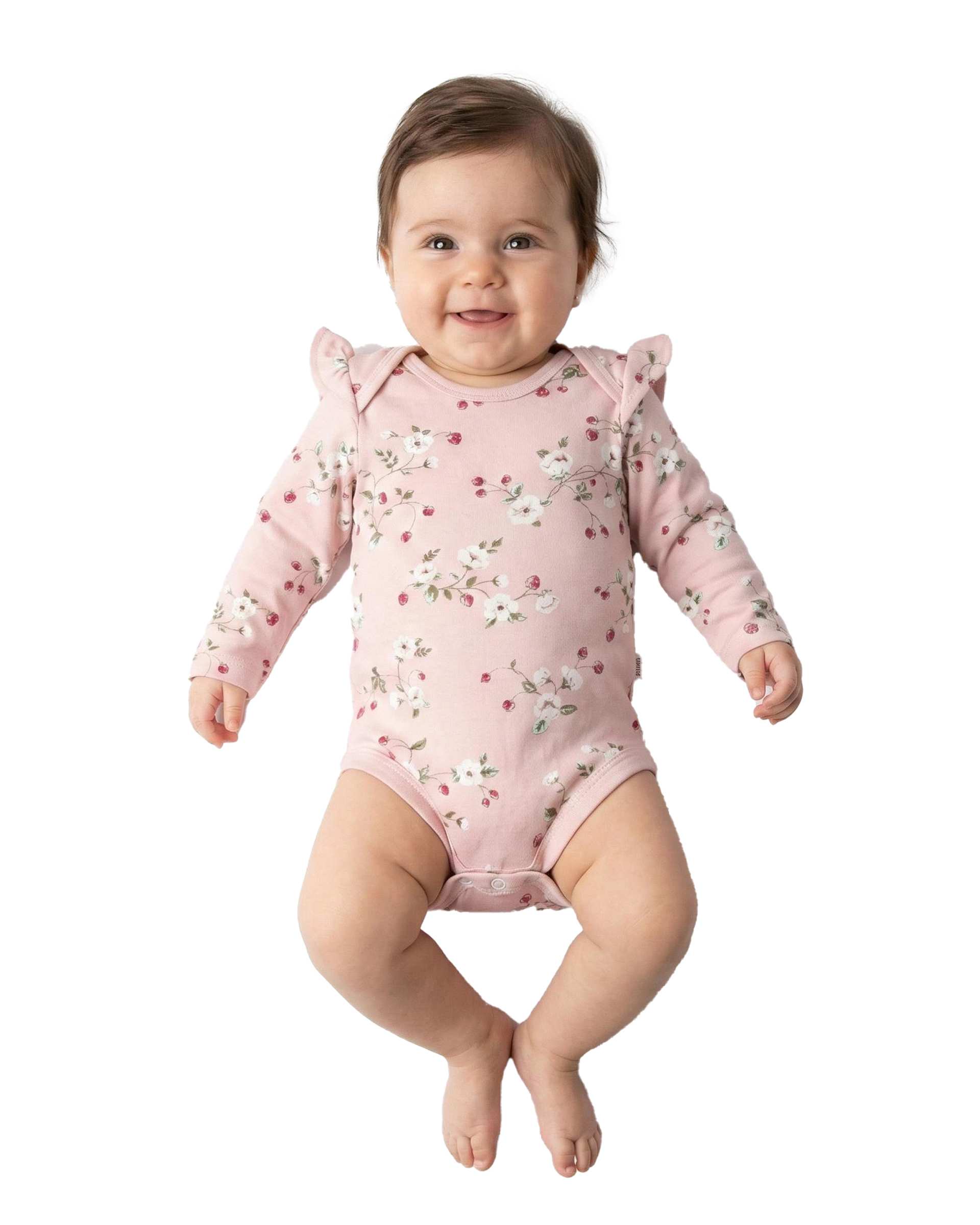 بادی نوزادی آستین بلند دخترانه صورتی آدمک Adamak مدل توت فرنگی کد 3920001