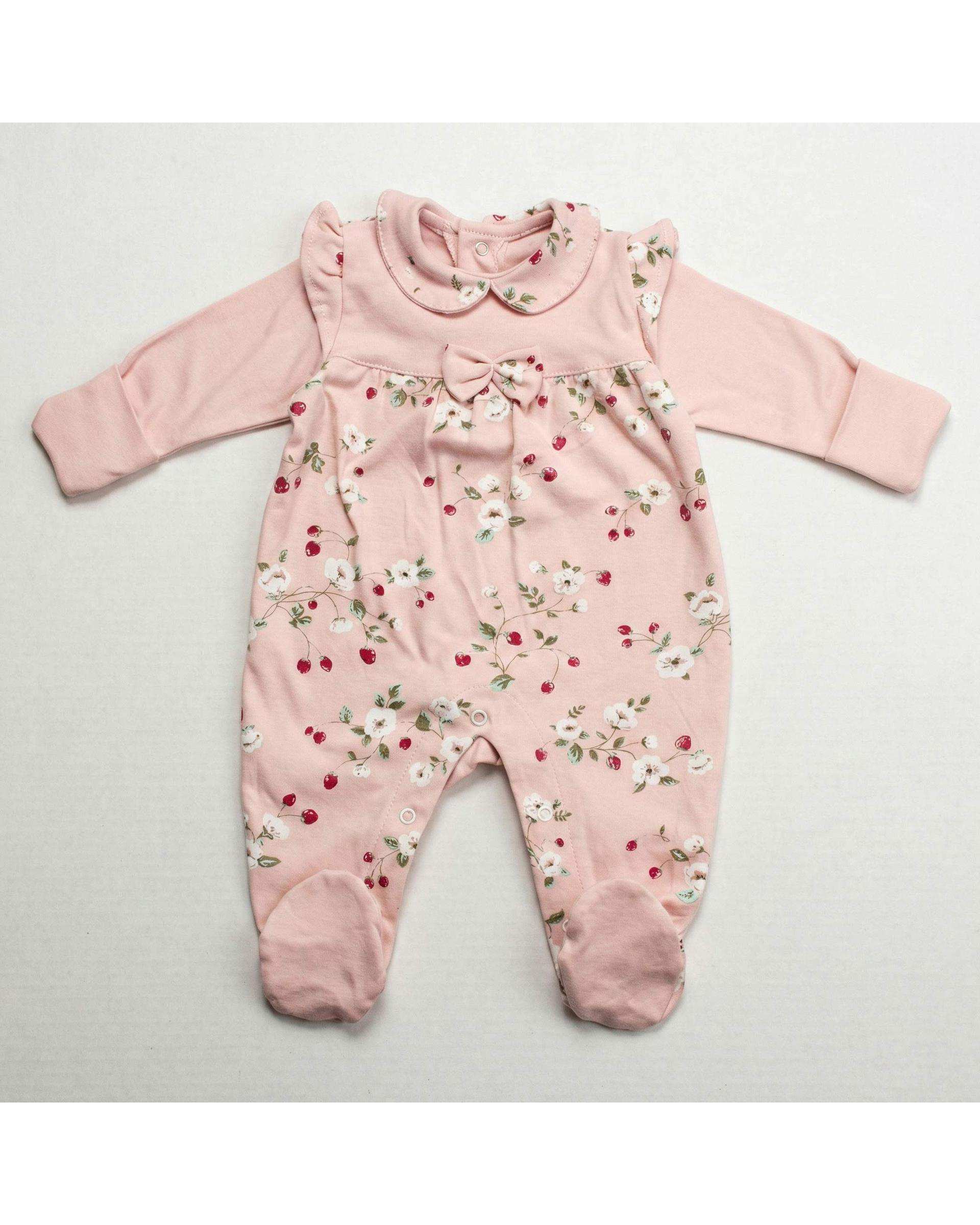 سرهمی نوزادی جورابدار دخترانه صورتی آدمک Adamak مدل توت فرنگی کد 3924001