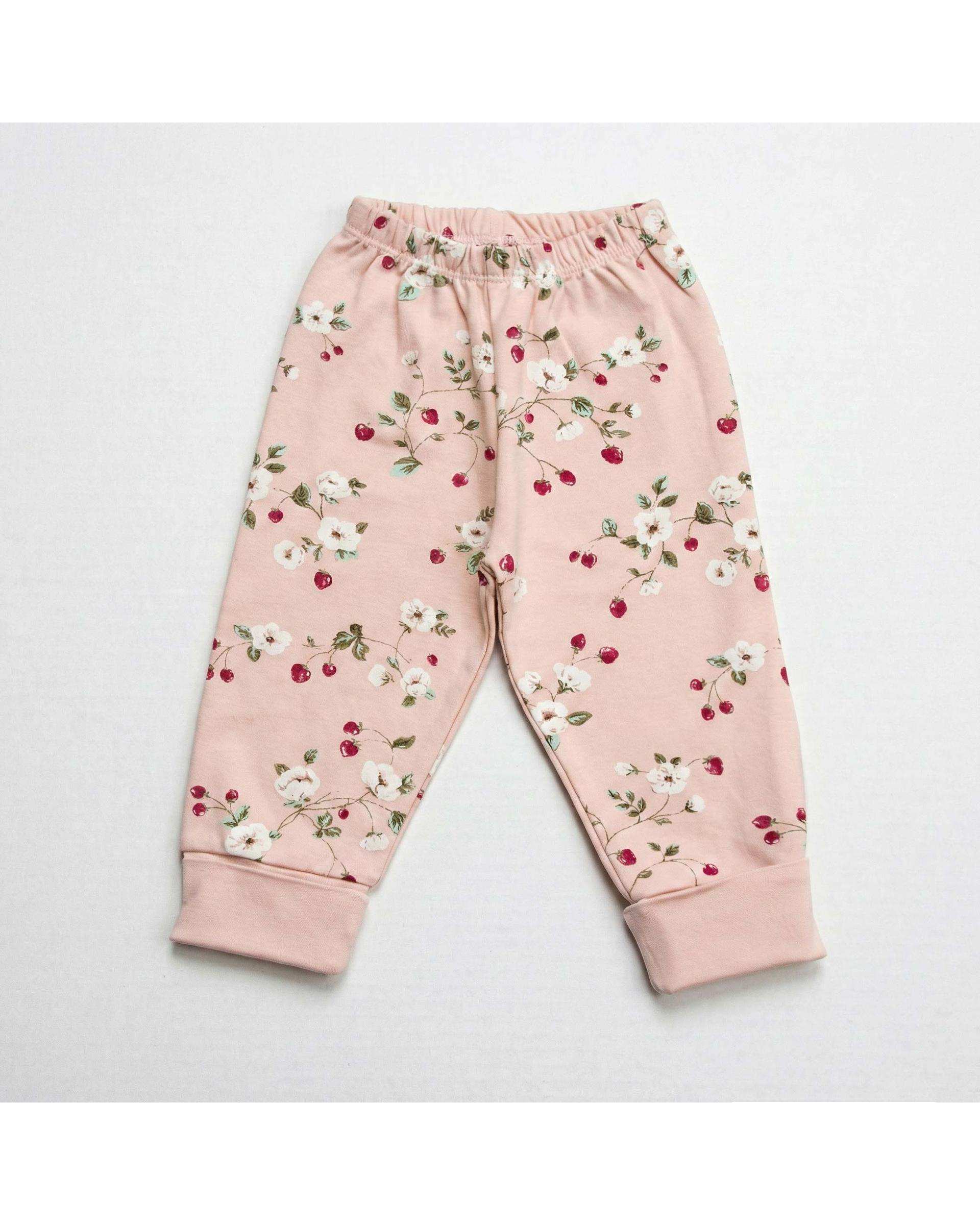 شلوار نوزادی دخترانه صورتی آدمک Adamak مدل توت فرنگی کد