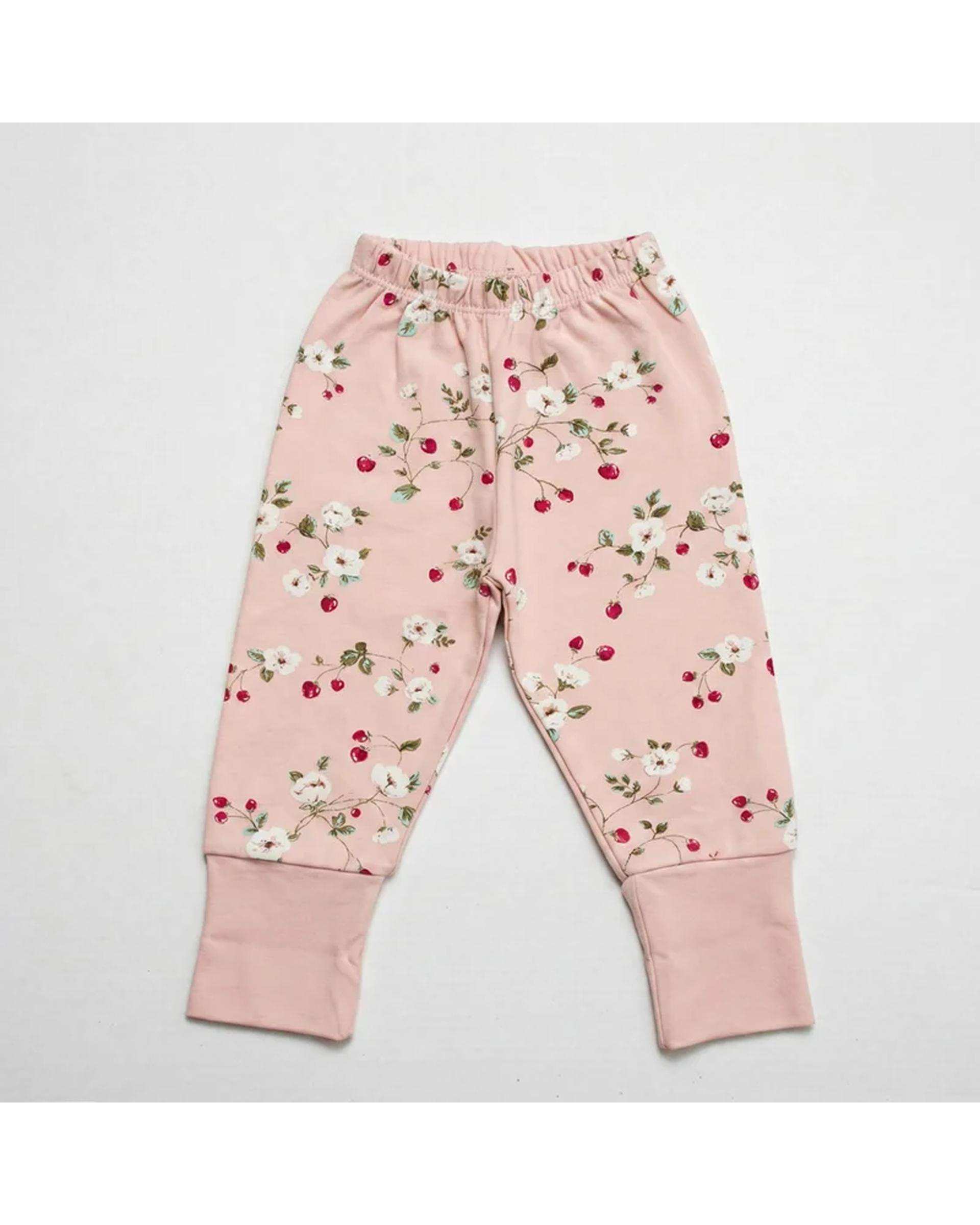 شلوار نوزادی دخترانه صورتی آدمک Adamak مدل توت فرنگی کد