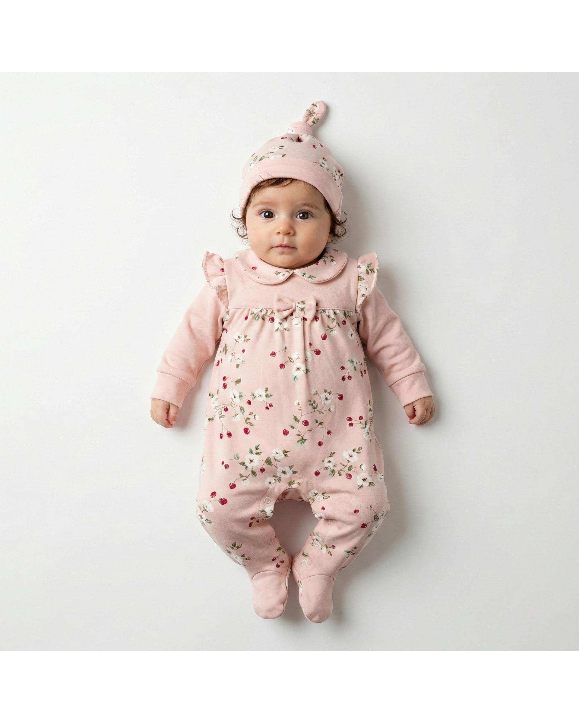 کلاه نوزادی گره ای دخترانه صورتی آدمک Adamak توت فرنگی کد 3934001