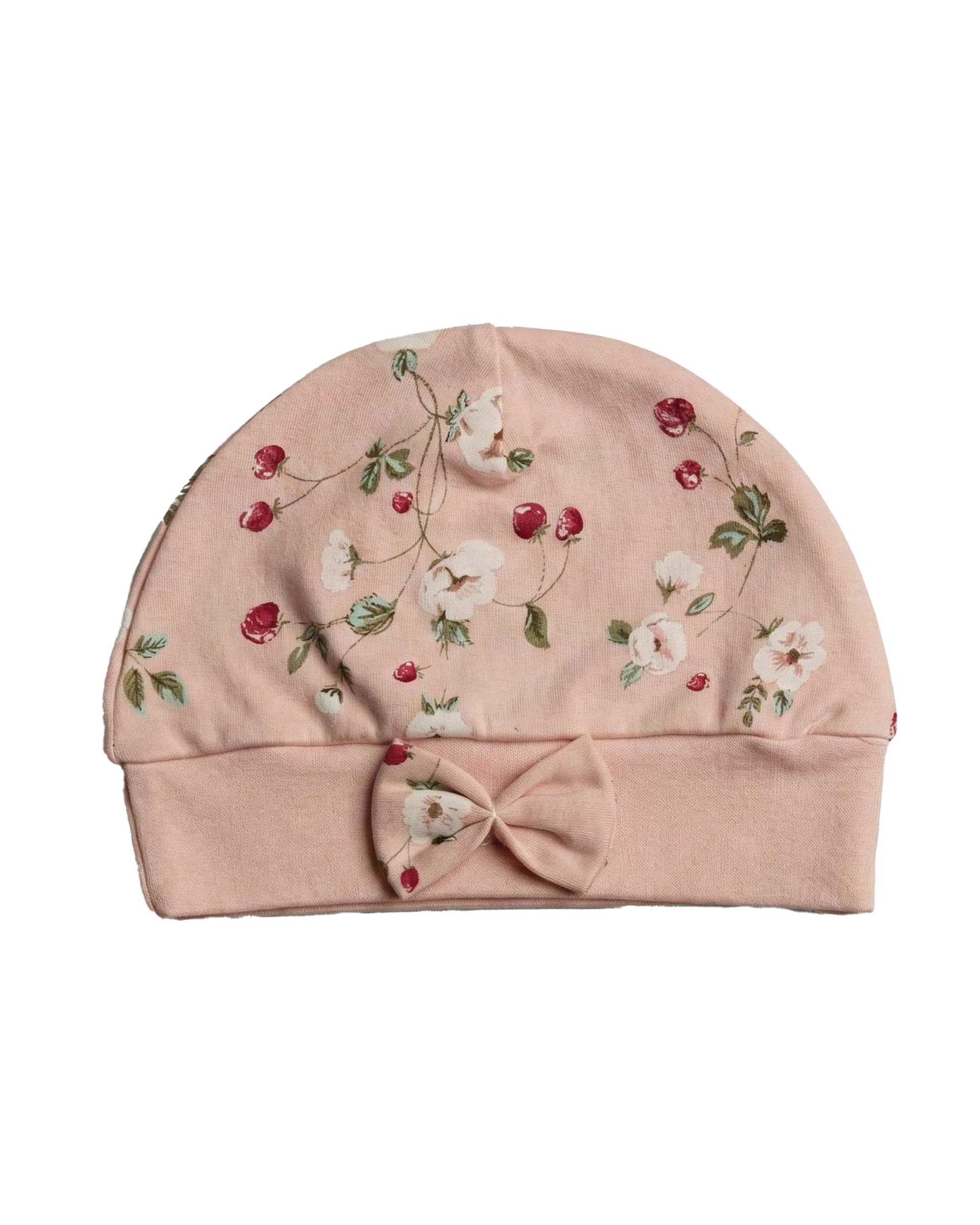 کلاه نوزادی گرد دخترانه صورتی آدمک Adamak مدل توت فرنگی کد 3935001