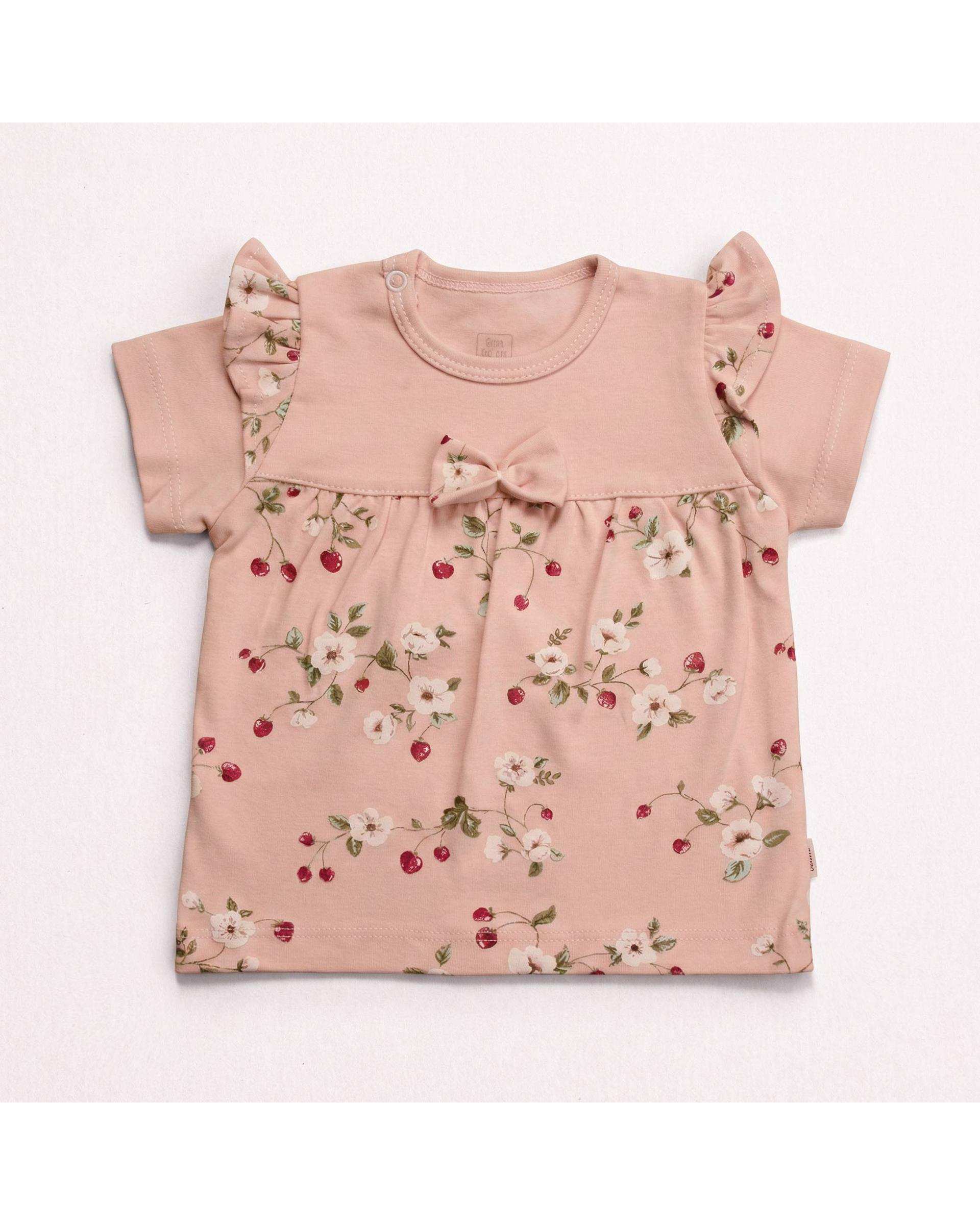 تیشرت نوزادی دخترانه صورتی آدمک Adamak مدل توت فرنگی کد 3940001