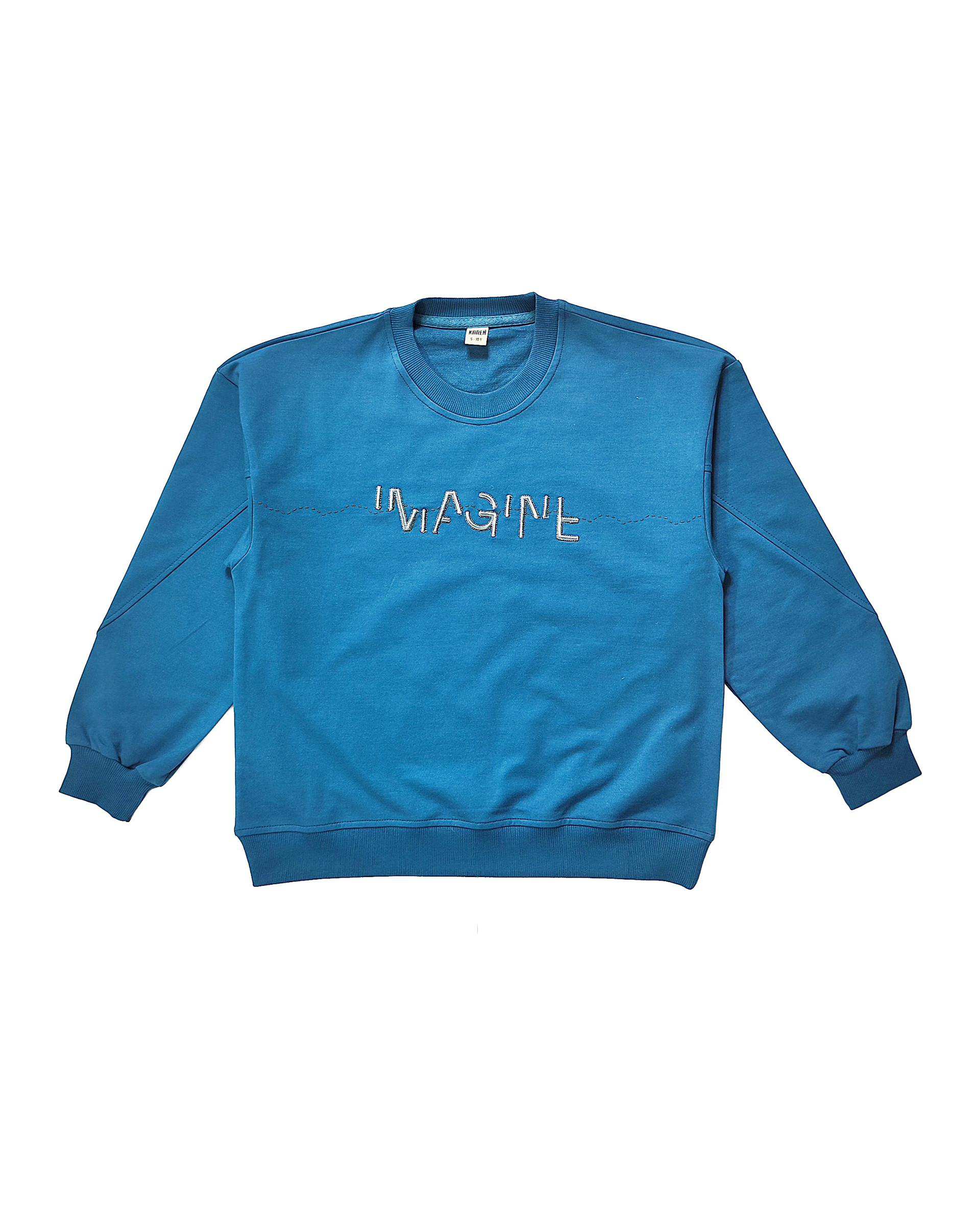 بلوز پسرانه آبی نفتی لئو کیدز Leo Kids طرح IMAGINE کد 1-5871