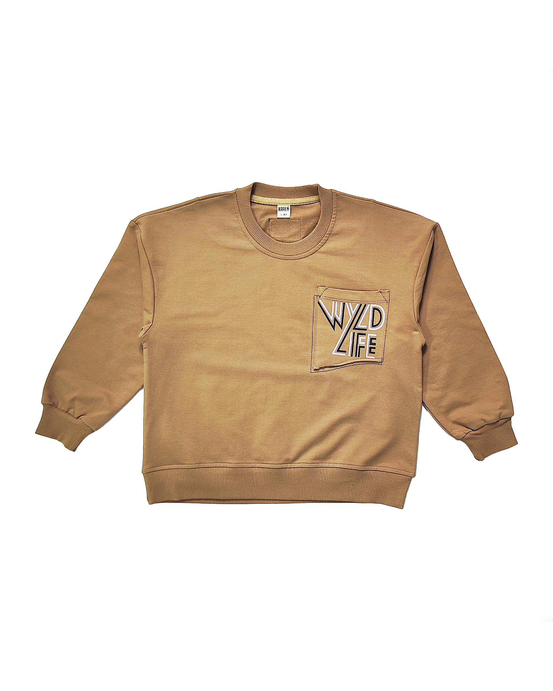 بلوز پسرانه نسکافه ای لئو کیدز Leo Kids طرح WYLD LIFE کد 2-5873