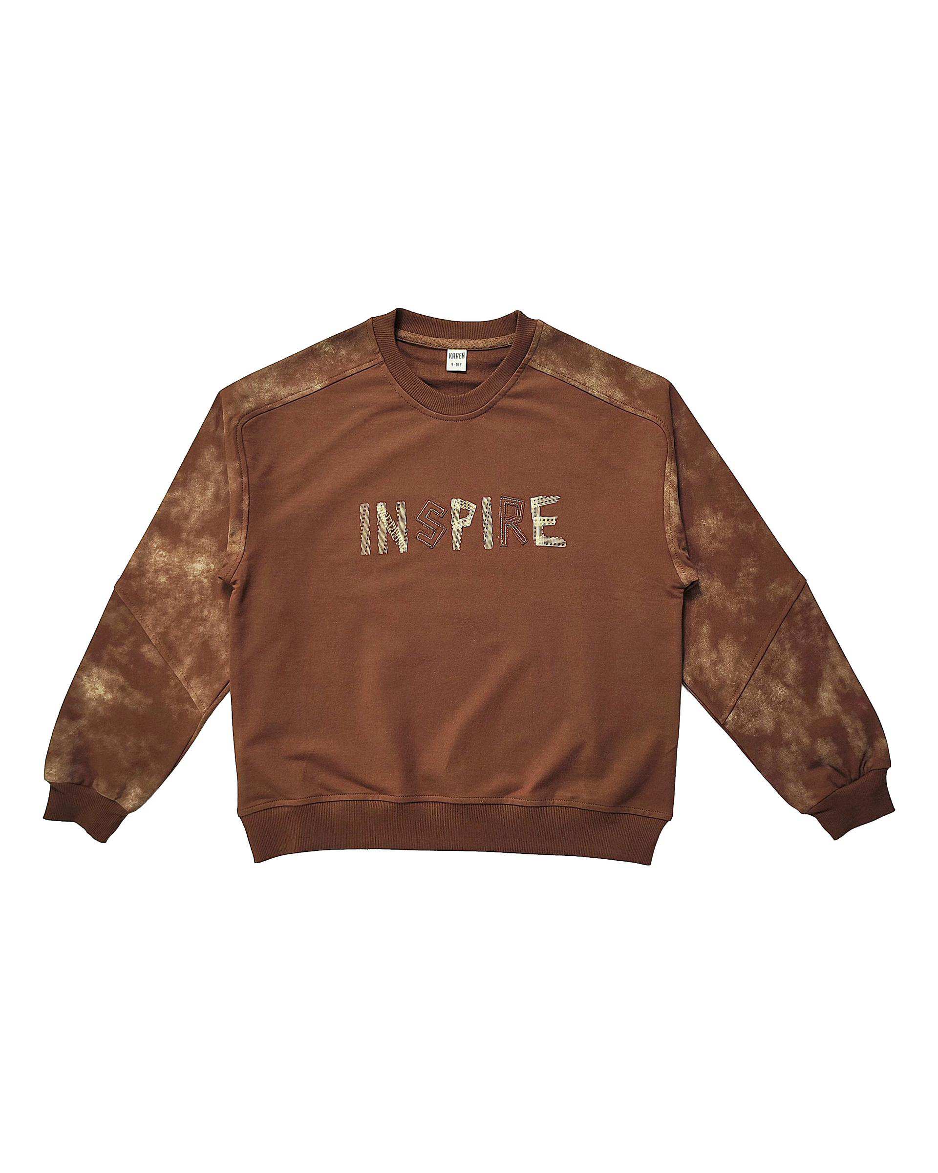 بلوز پسرانه قهوه ای لئو کیدز Leo Kids طرح INSPIRE کد 2-5874