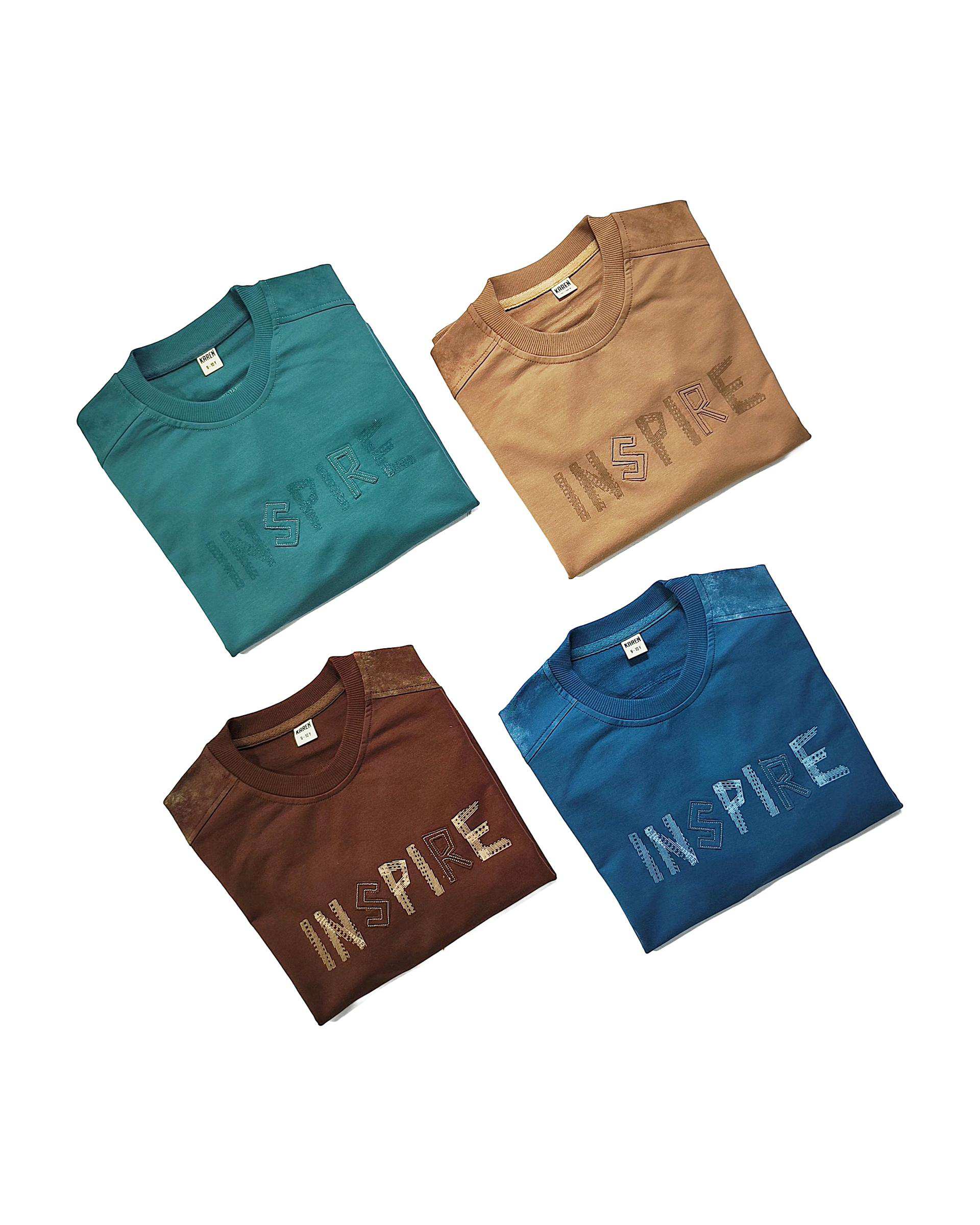 بلوز پسرانه سبز لئو کیدز Leo Kids طرح INSPIRE کد 4-5874