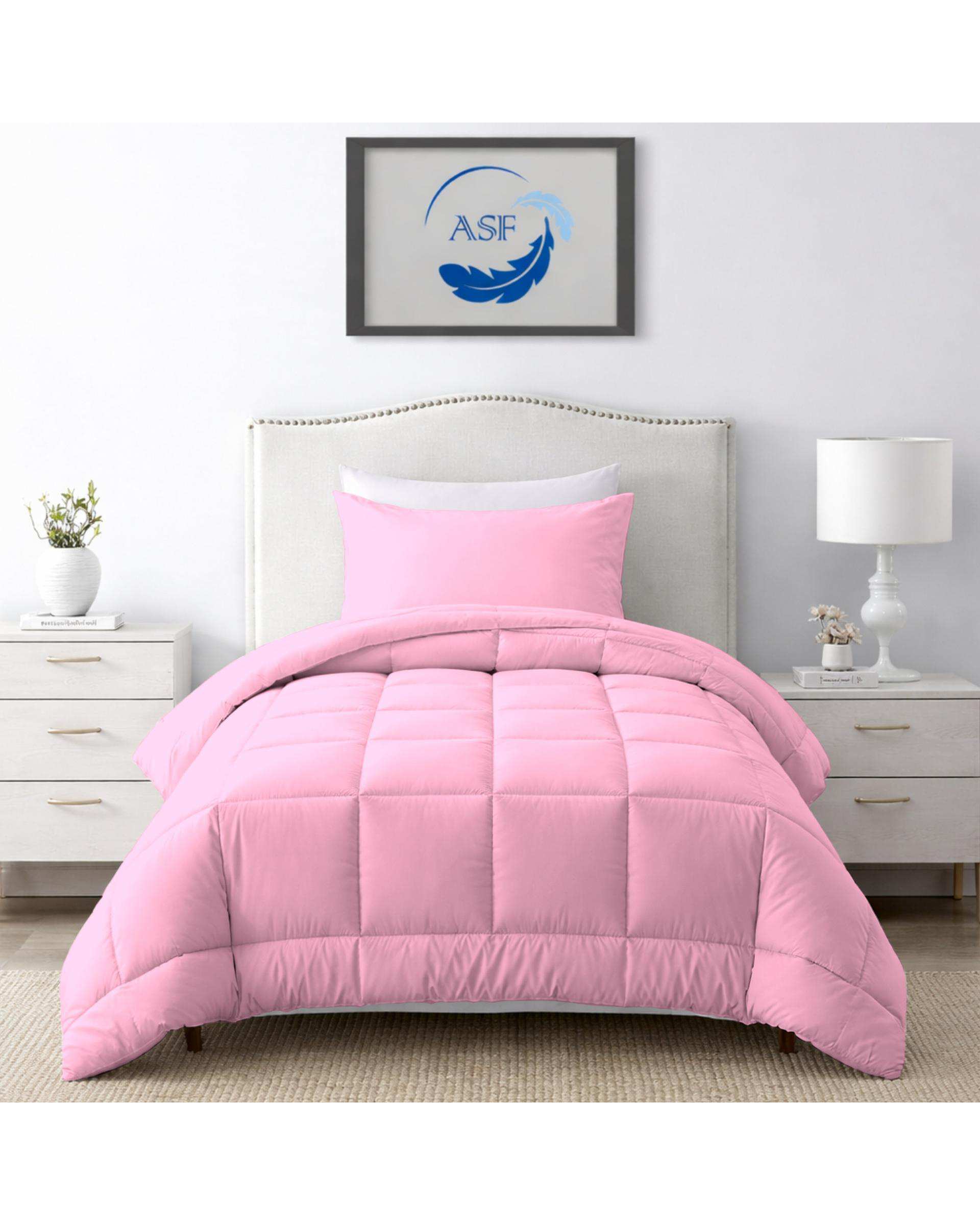 سرویس لحاف روتختی مینیمال تک نفره 6 تکه عرض 80 صورتی روشن ای اس اف ASF مدل BOX LINE