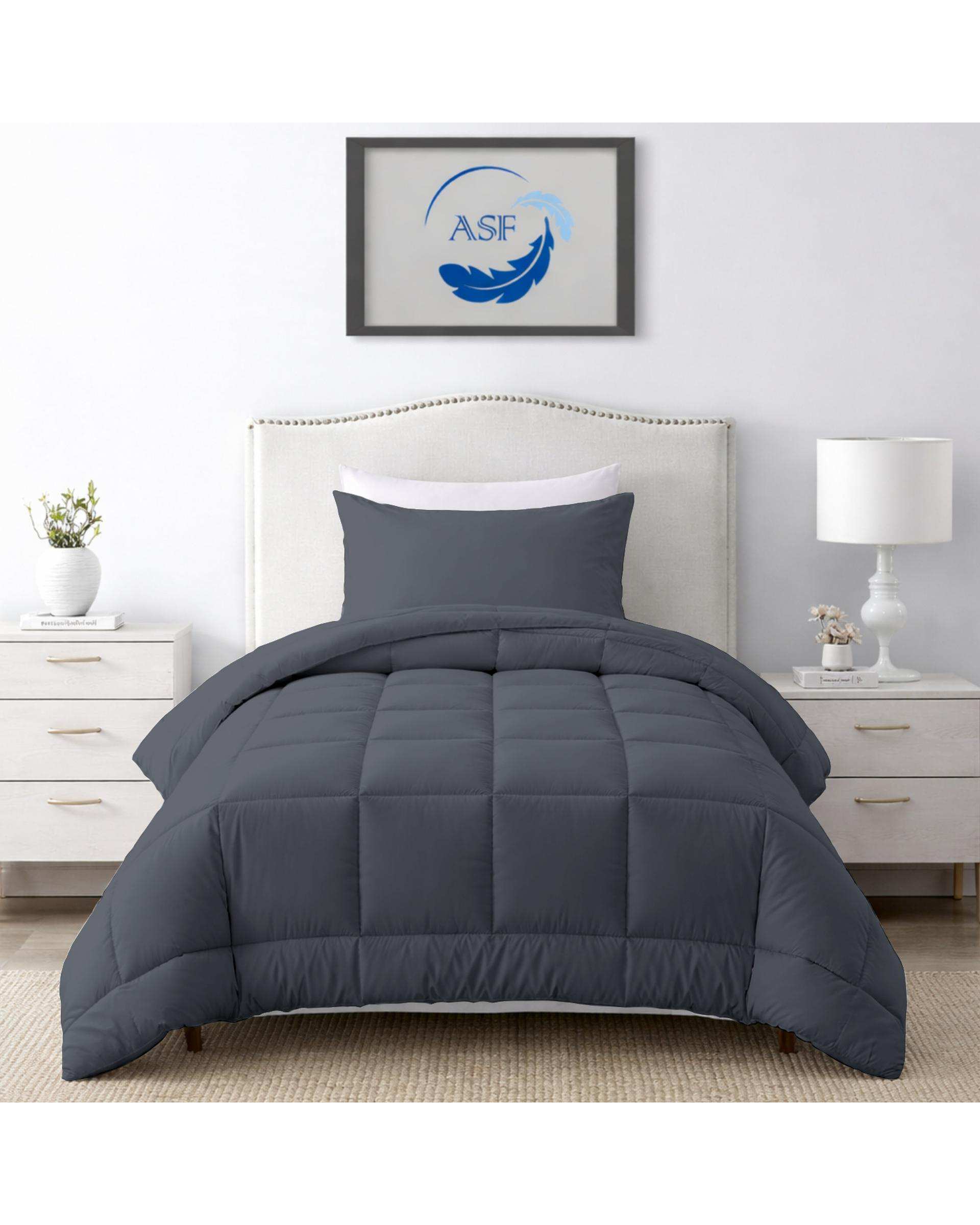 سرویس لحاف روتختی مینیمال تک نفره 6 تکه عرض 80 طوسی ای اس اف ASF مدل BOX LINE