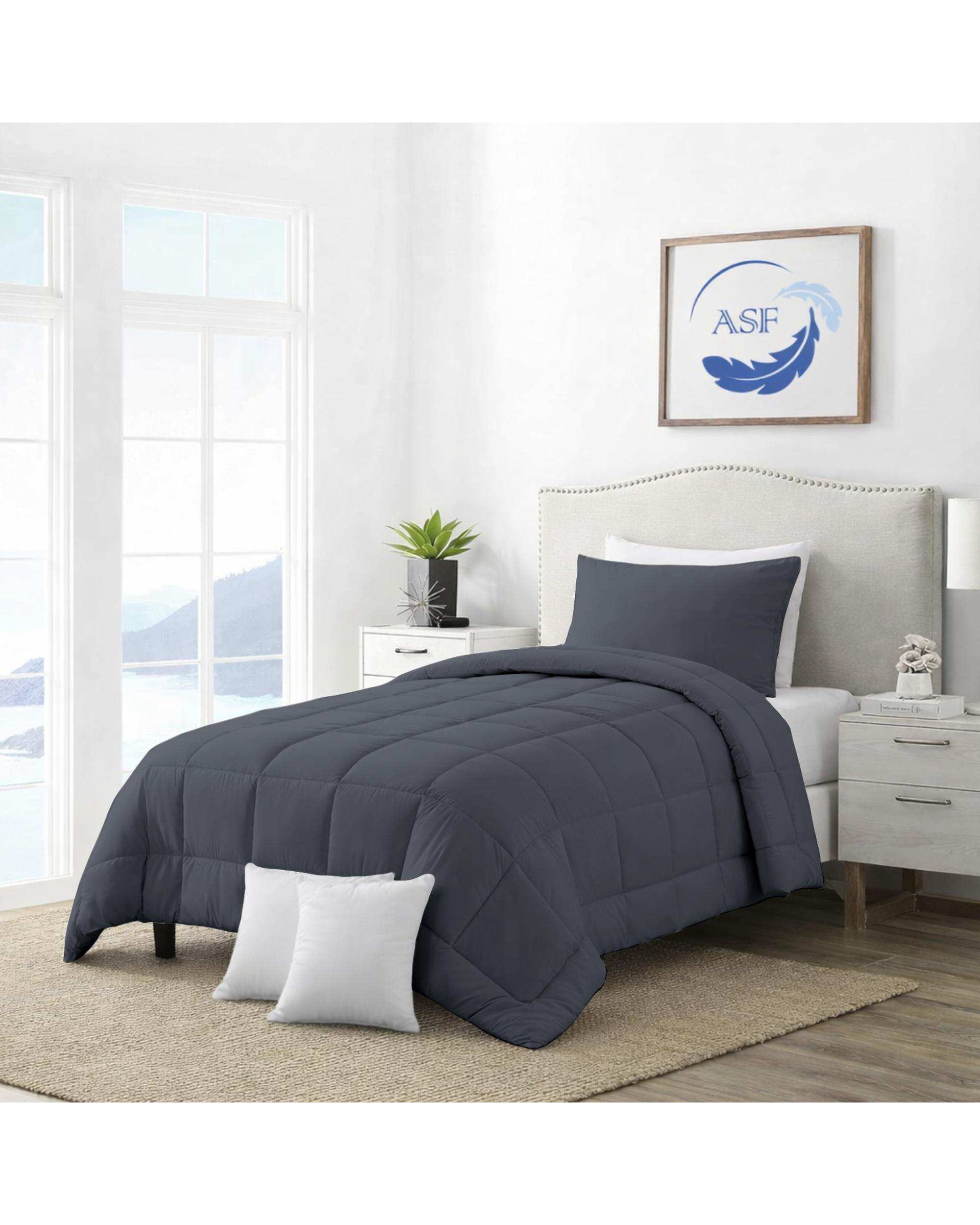 سرویس لحاف روتختی مینیمال تک نفره 6 تکه عرض 80 طوسی ای اس اف ASF مدل BOX LINE