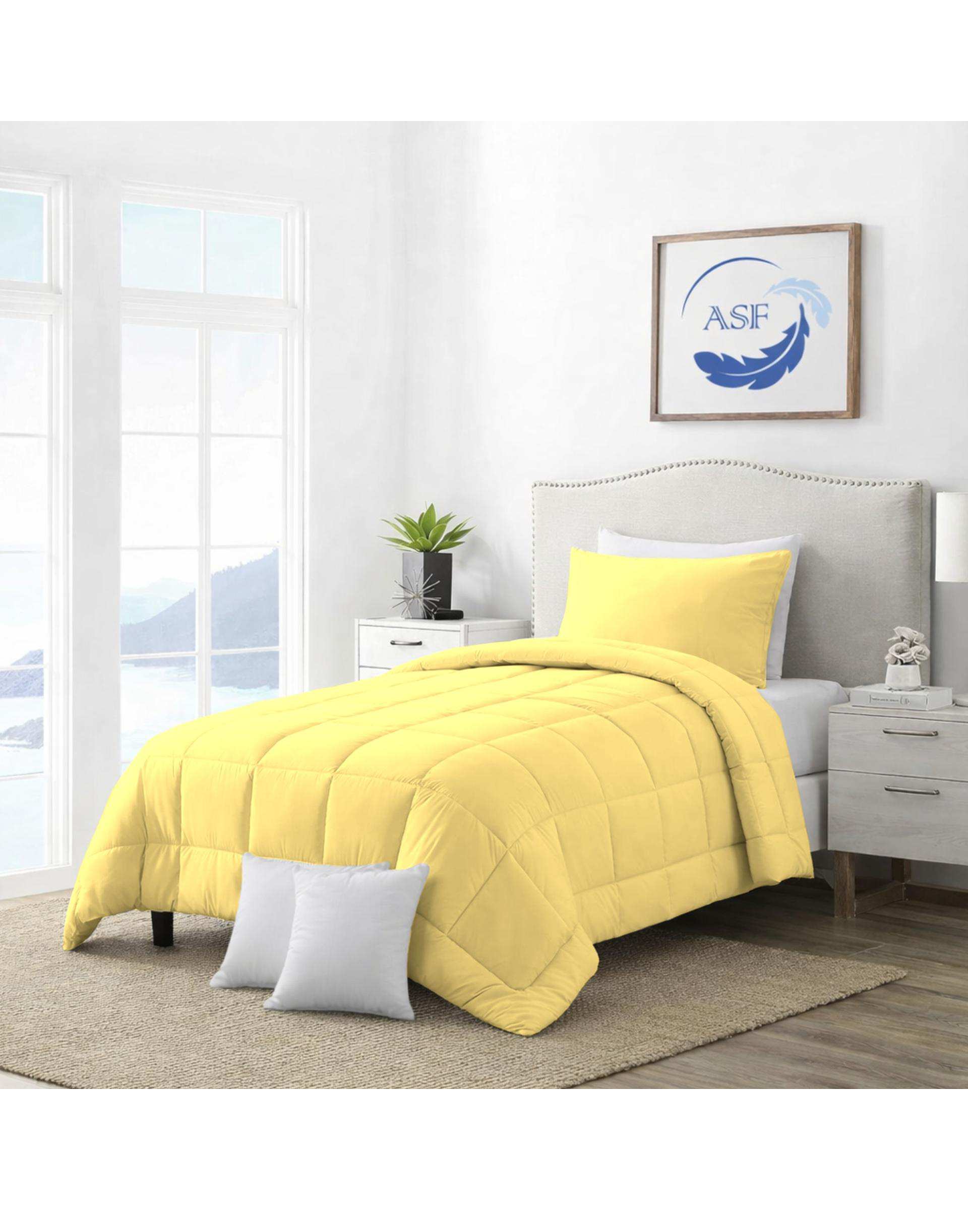 سرویس لحاف روتختی مینیمال تک نفره 6 تکه عرض 90 زرد ای اس اف ASF مدل BOX LINE