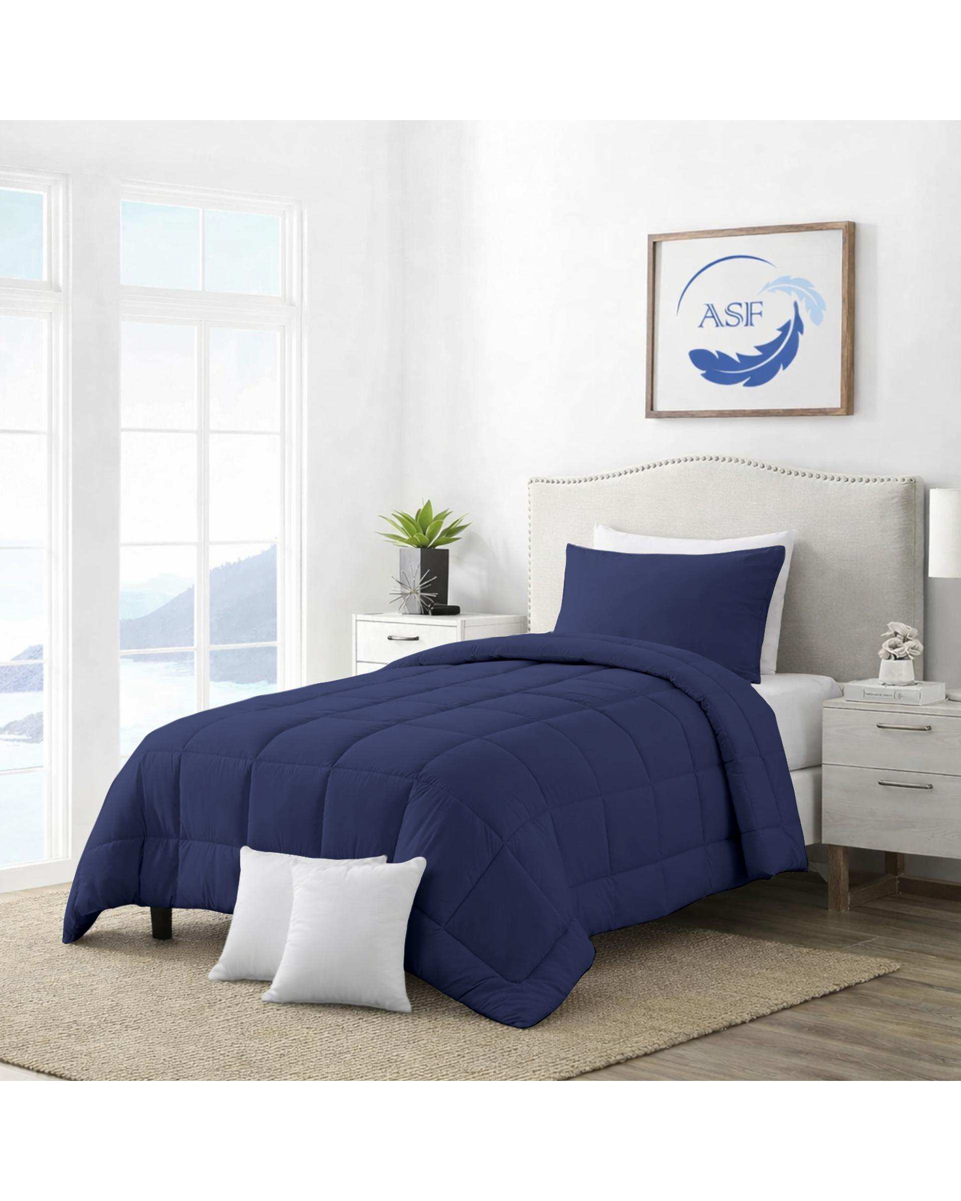 سرویس لحاف روتختی مینیمال تک نفره 6 تکه عرض 90 سرمه ای ای اس اف ASF مدل BOX LINE