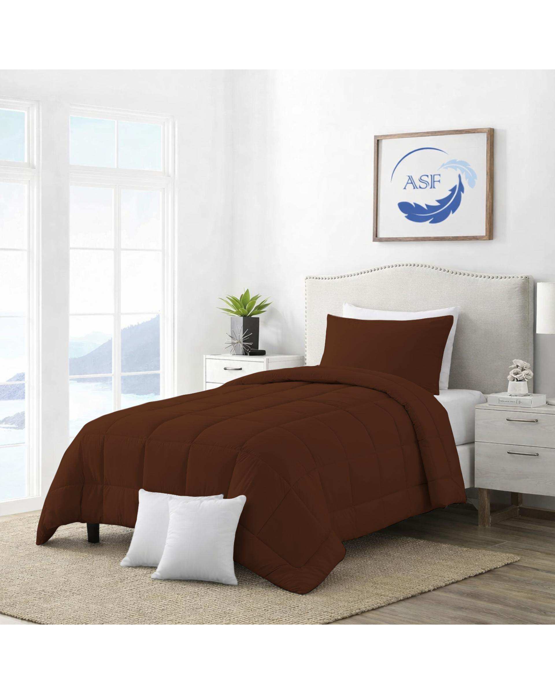 سرویس لحاف روتختی مینیمال تک نفره 6 تکه عرض 90 قهوه ای ای اس اف ASF مدل BOX LINE