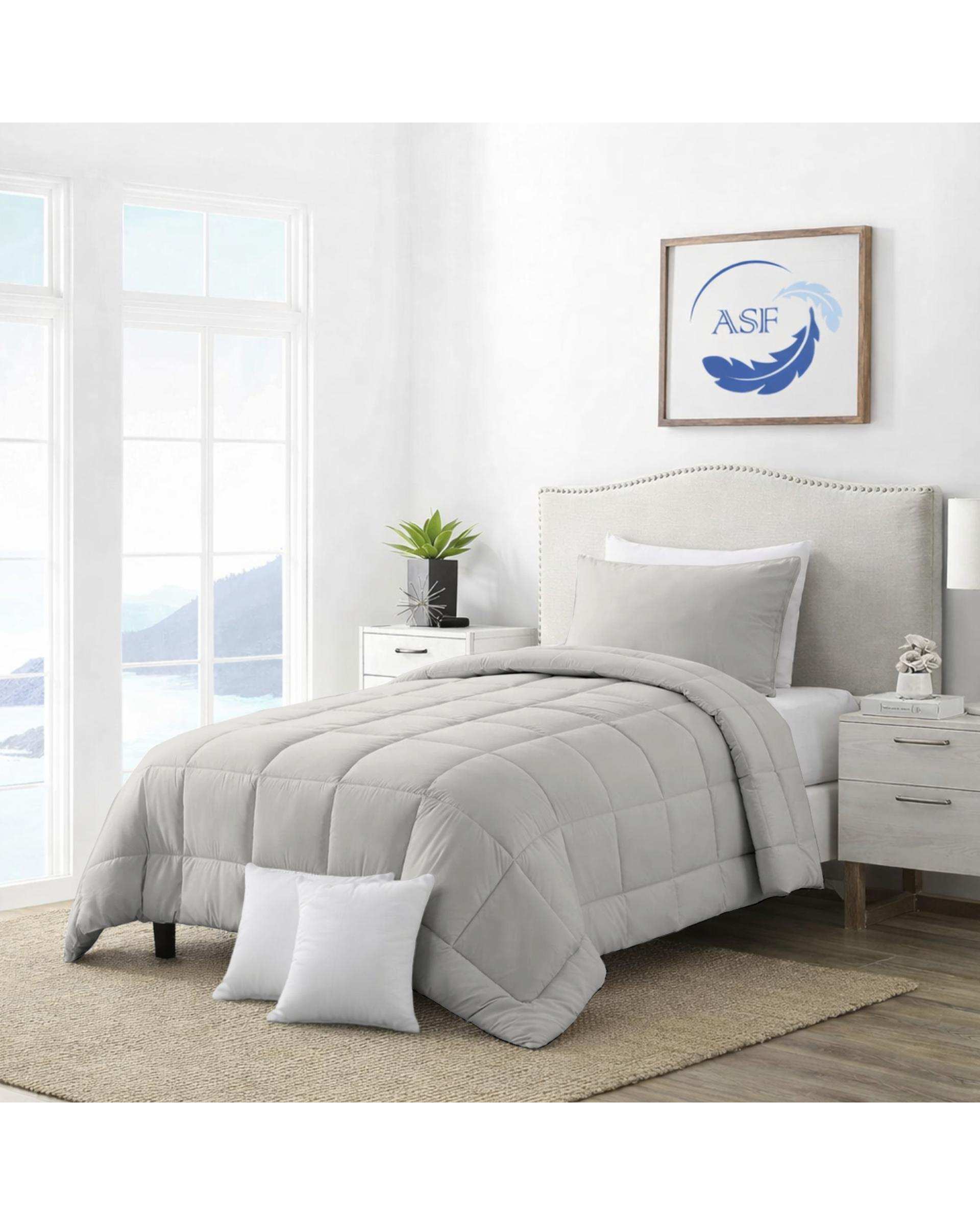 سرویس لحاف روتختی مینیمال تک نفره 6 تکه عرض 90 نقره ای ای اس اف ASF مدل BOX LINE