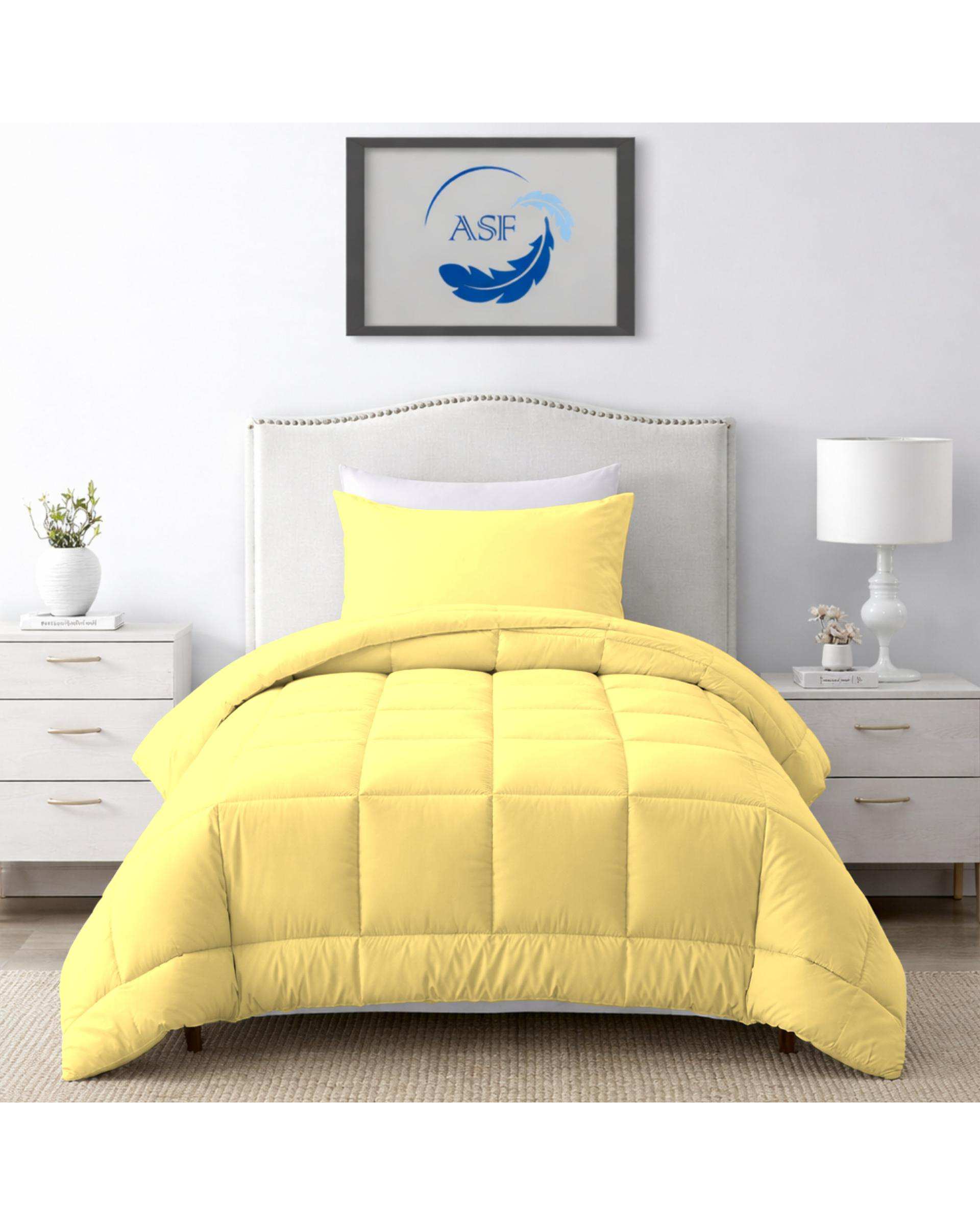 سرویس لحاف روتختی مینیمال تک نفره 6 تکه عرض 100 زرد ای اس اف ASF مدل BOX LINE
