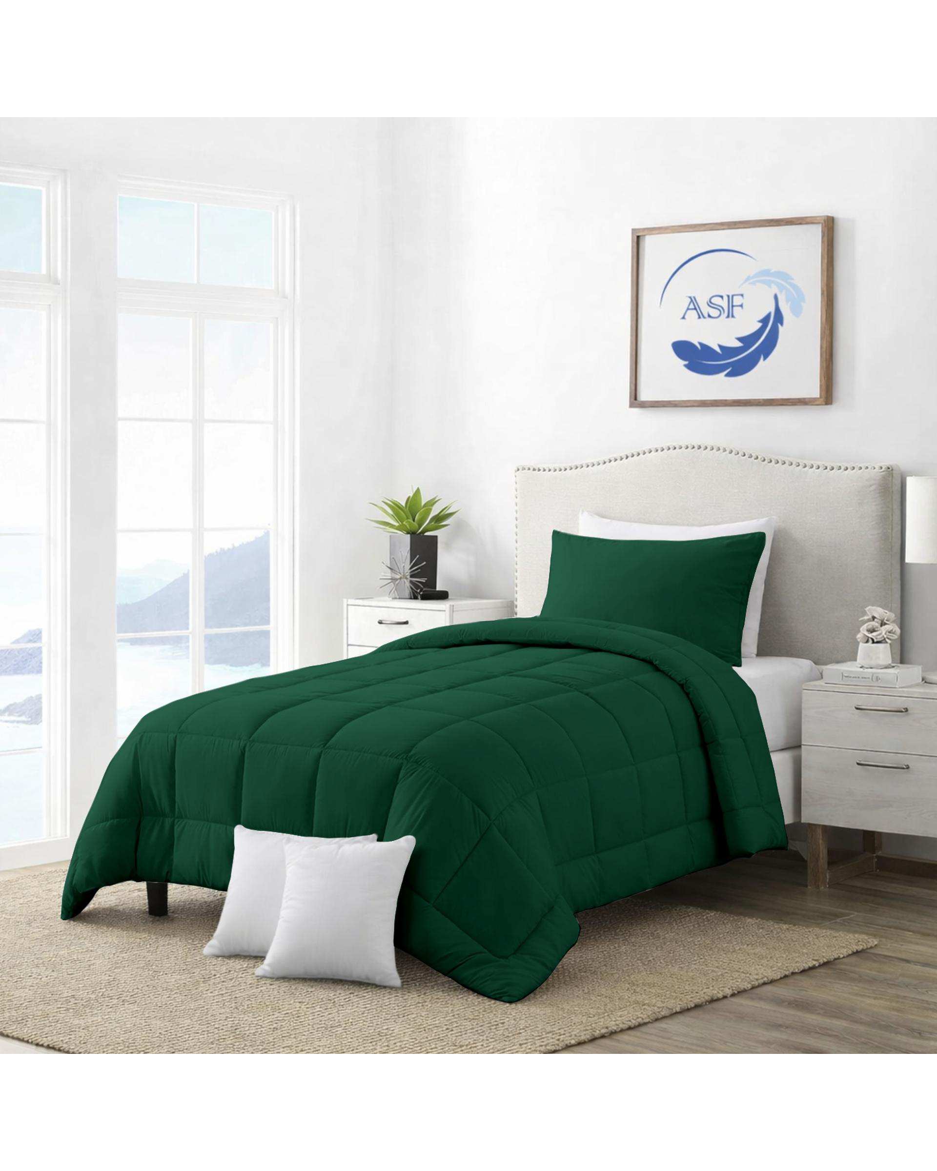 سرویس لحاف روتختی مینیمال تک نفره 6 تکه عرض 100 سبز ای اس اف ASF مدل BOX LINE