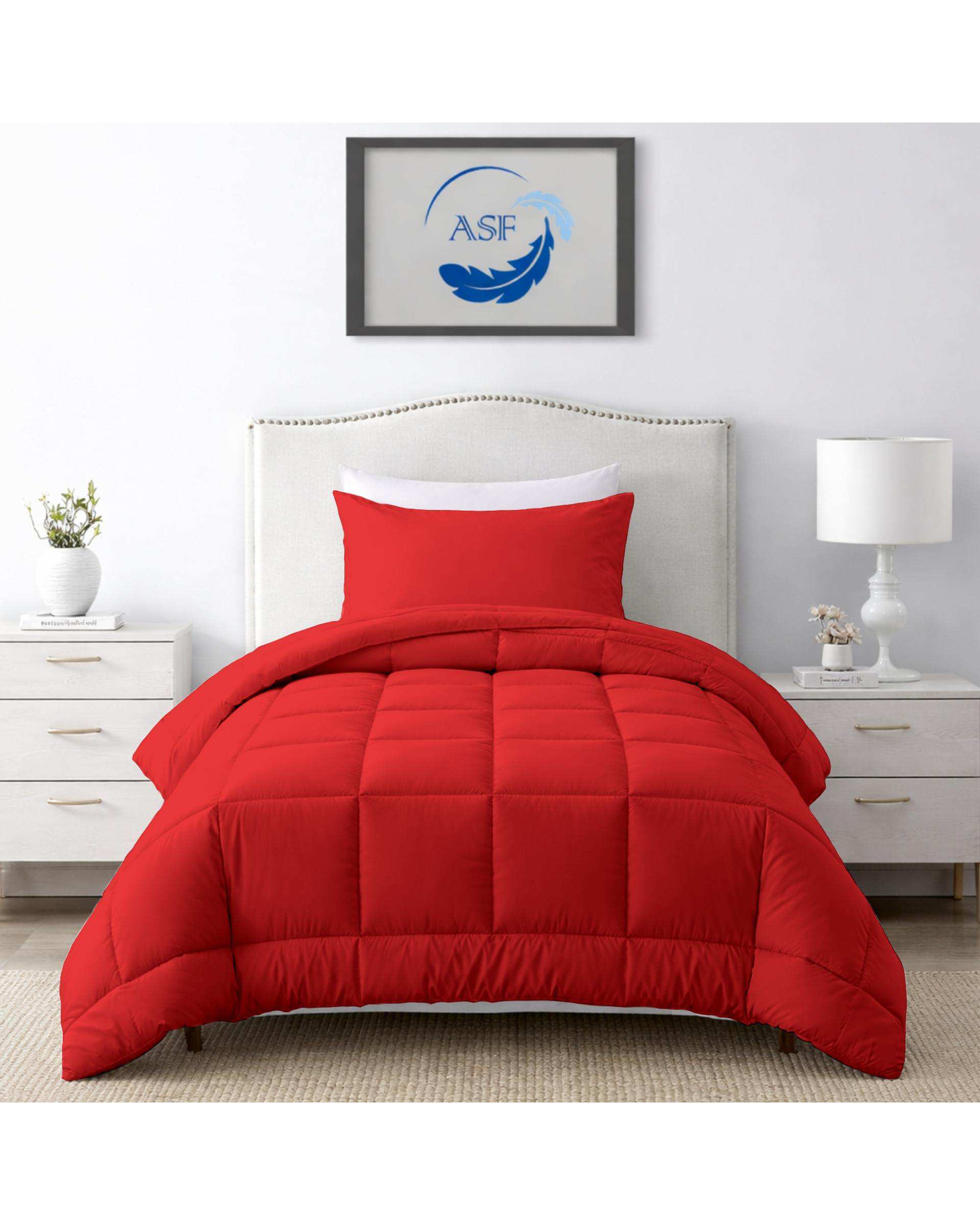 سرویس لحاف روتختی مینیمال تک نفره 6 تکه عرض 100 قرمز ای اس اف ASF مدل BOX LINE