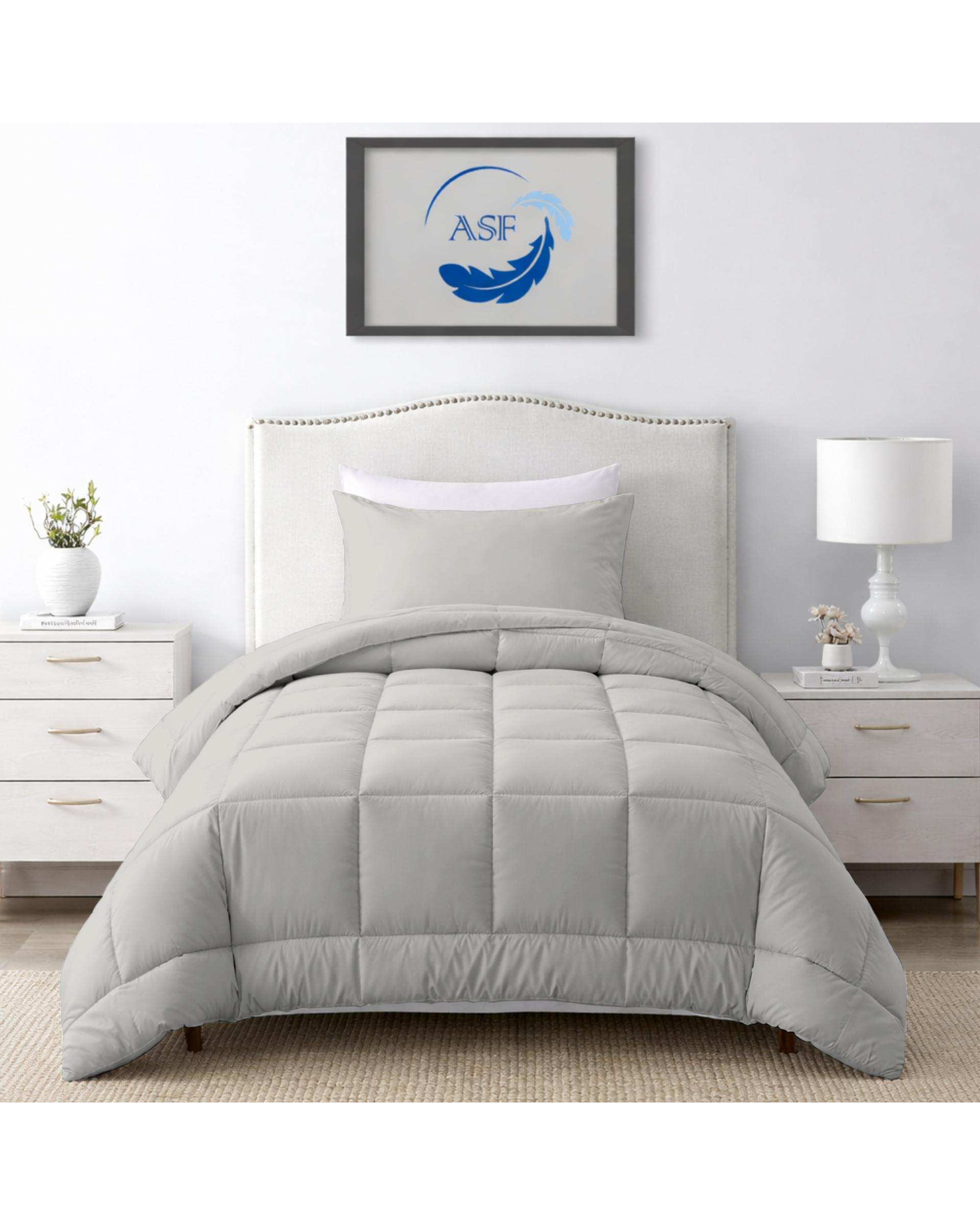 سرویس لحاف روتختی مینیمال تک نفره 6 تکه عرض 100 نقره ای ای اس اف ASF مدل BOX LINE