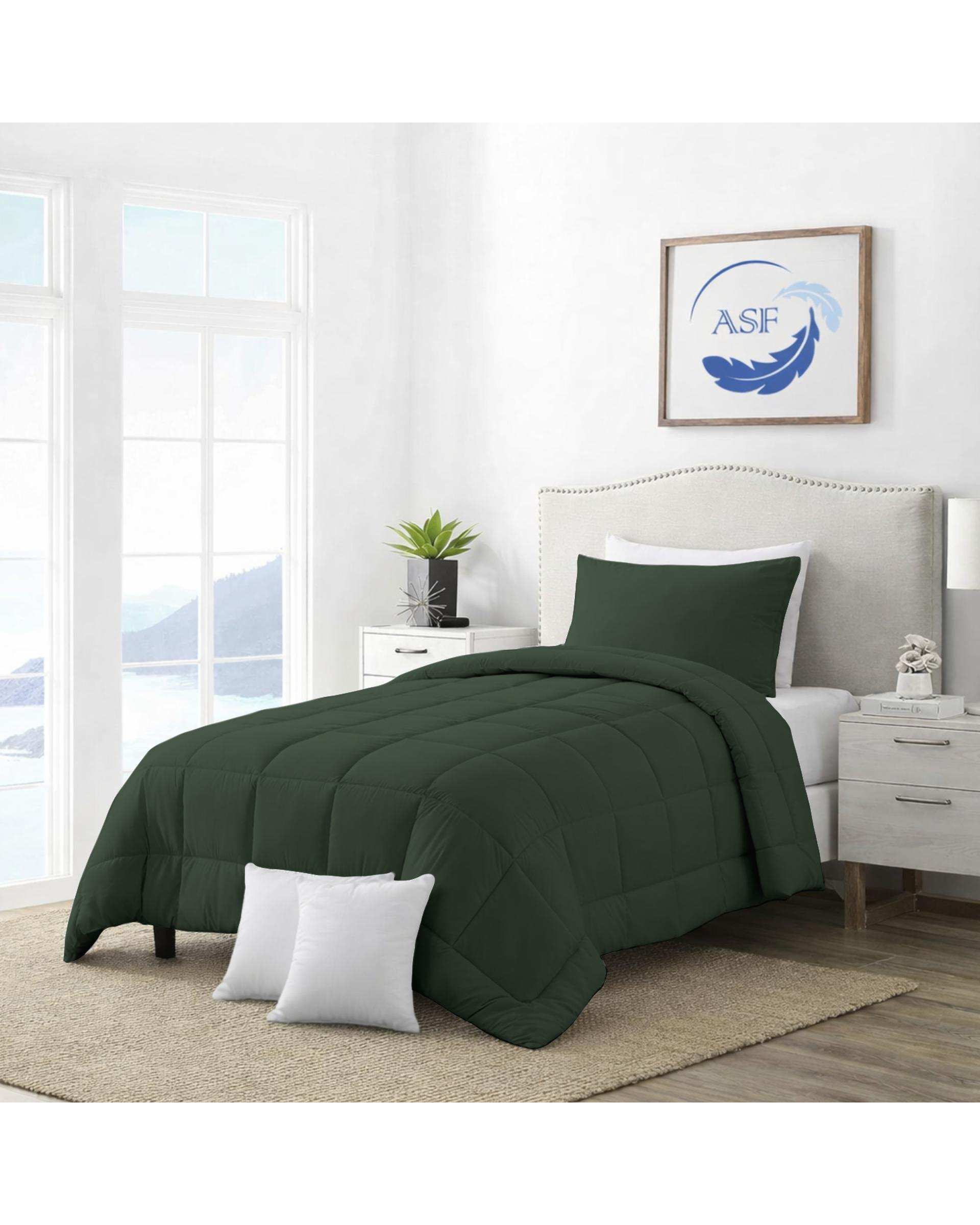 سرویس لحاف روتختی مینیمال تک نفره 6 تکه عرض 120 سبز ارتشی ای اس اف ASF مدل BOX LINE