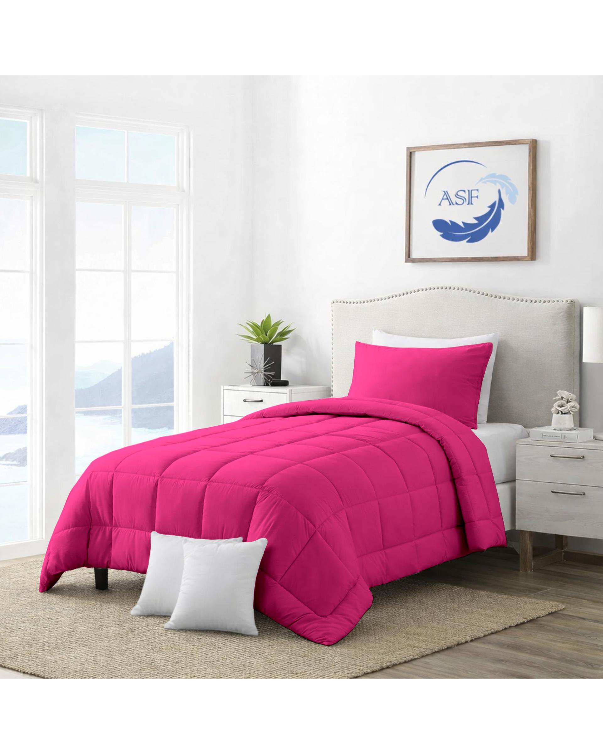 سرویس لحاف روتختی مینیمال تک نفره 6 تکه عرض 120 سرخابی ای اس اف ASF مدل BOX LINE