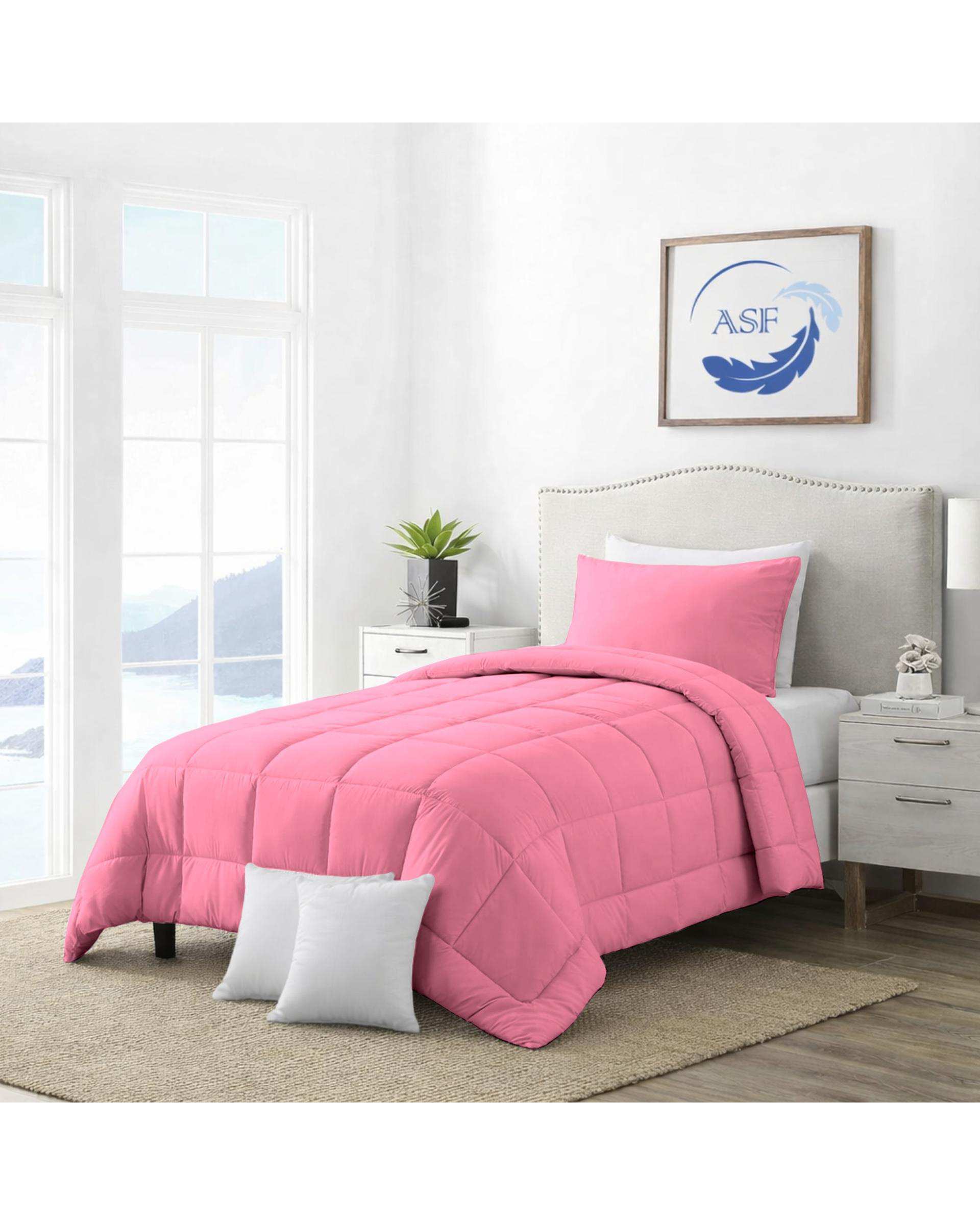 سرویس لحاف روتختی مینیمال تک نفره 6 تکه عرض 120 صورتی ای اس اف ASF مدل BOX LINE